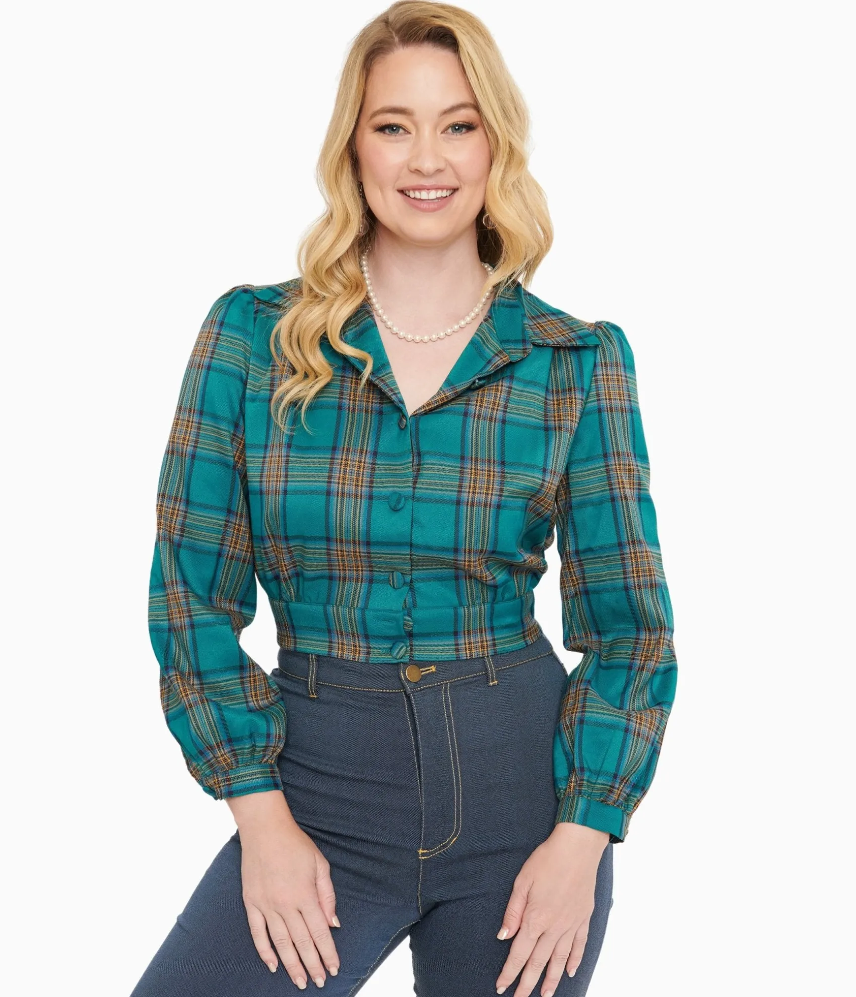 Unique Vintage Green Plaid Rosie Bomber Jacket Best Sale