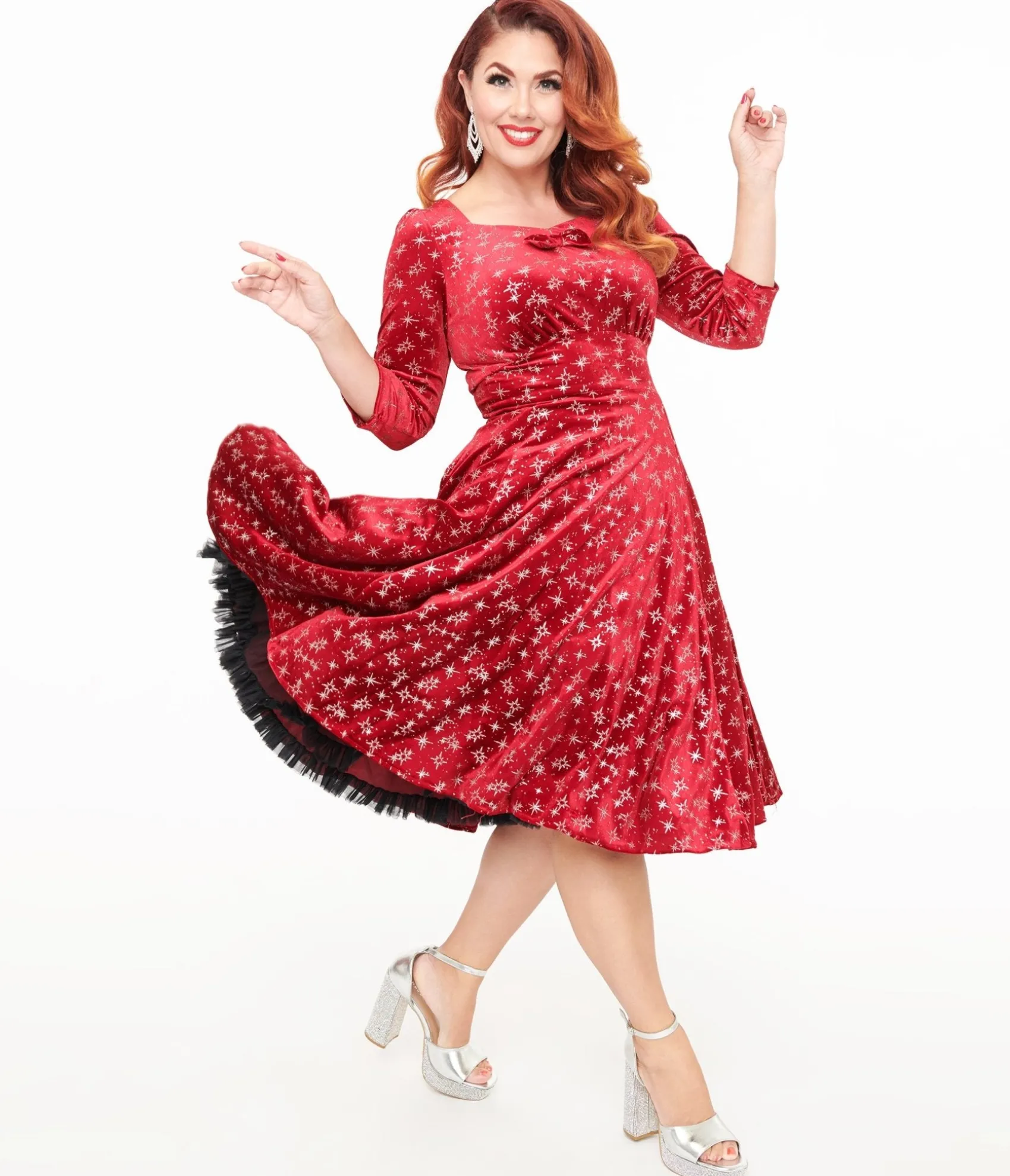 Unique Vintage Hearts & Roses Burgundy Sparkle Paris Swing Dress Store