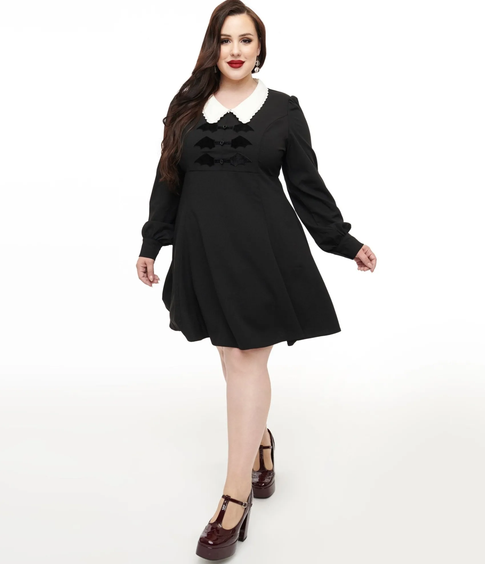 Unique Vintage Hell Bunny Plus Size 1960s Black Batilda Mini Dress Sale