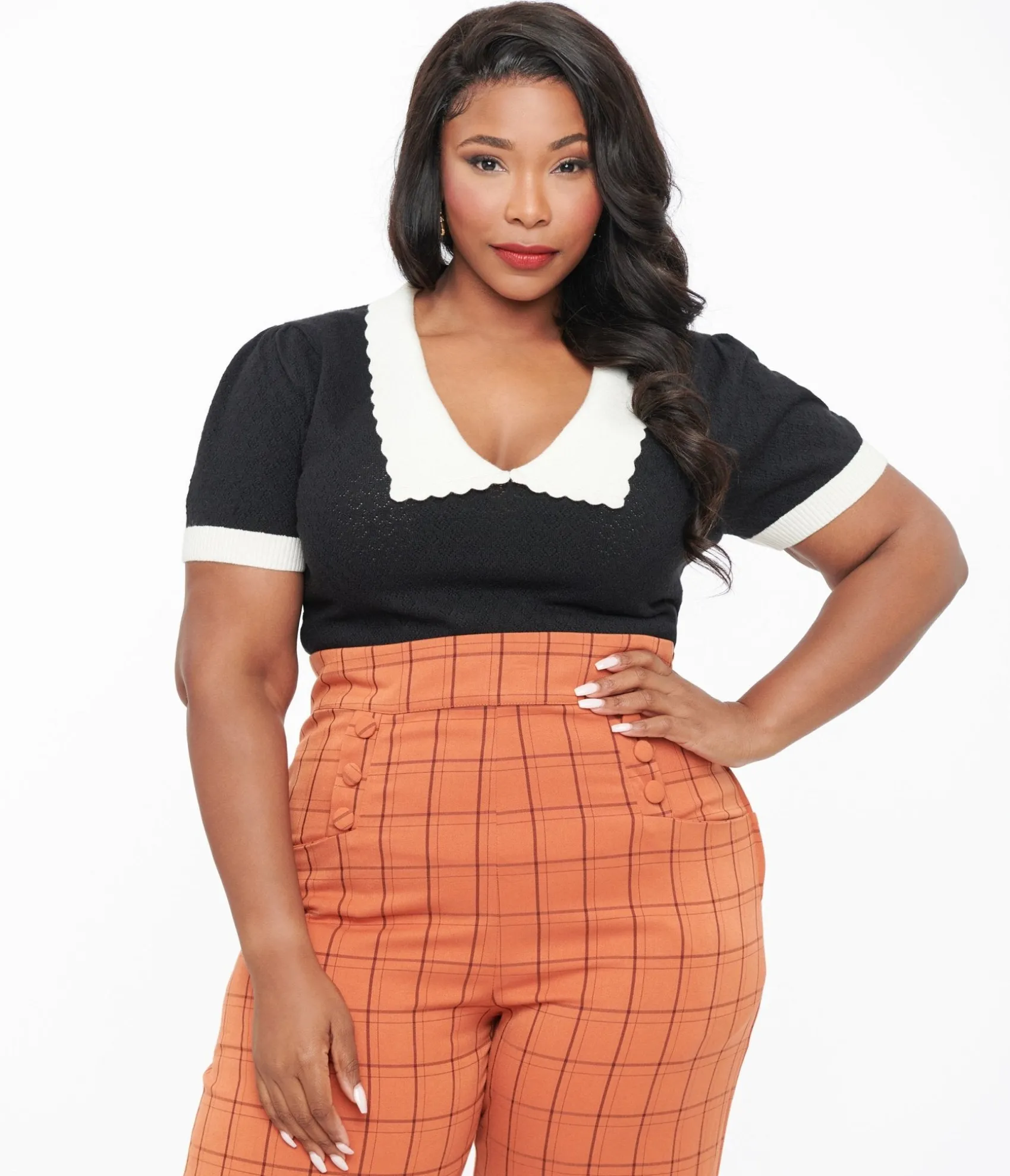 Unique Vintage Hell Bunny Plus Size 1950s Black Jacquard Joanie Top Outlet