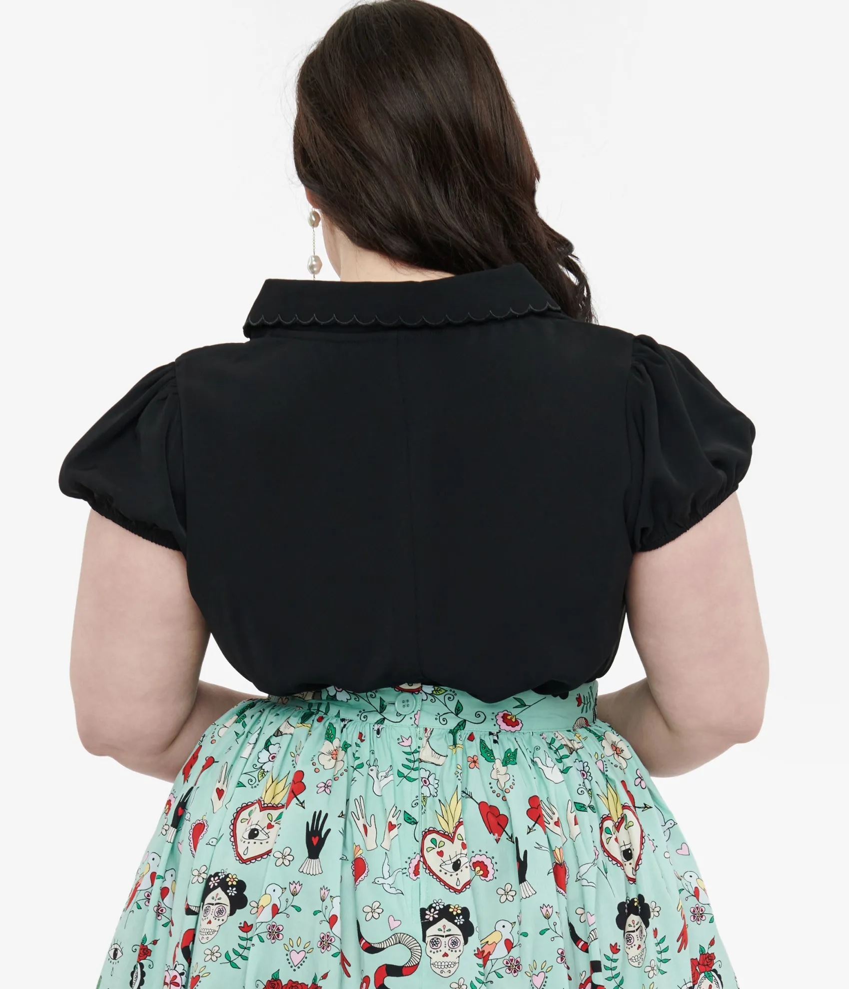 Unique Vintage Hell Bunny Plus Size 1950s Black Maddy Blouse Best