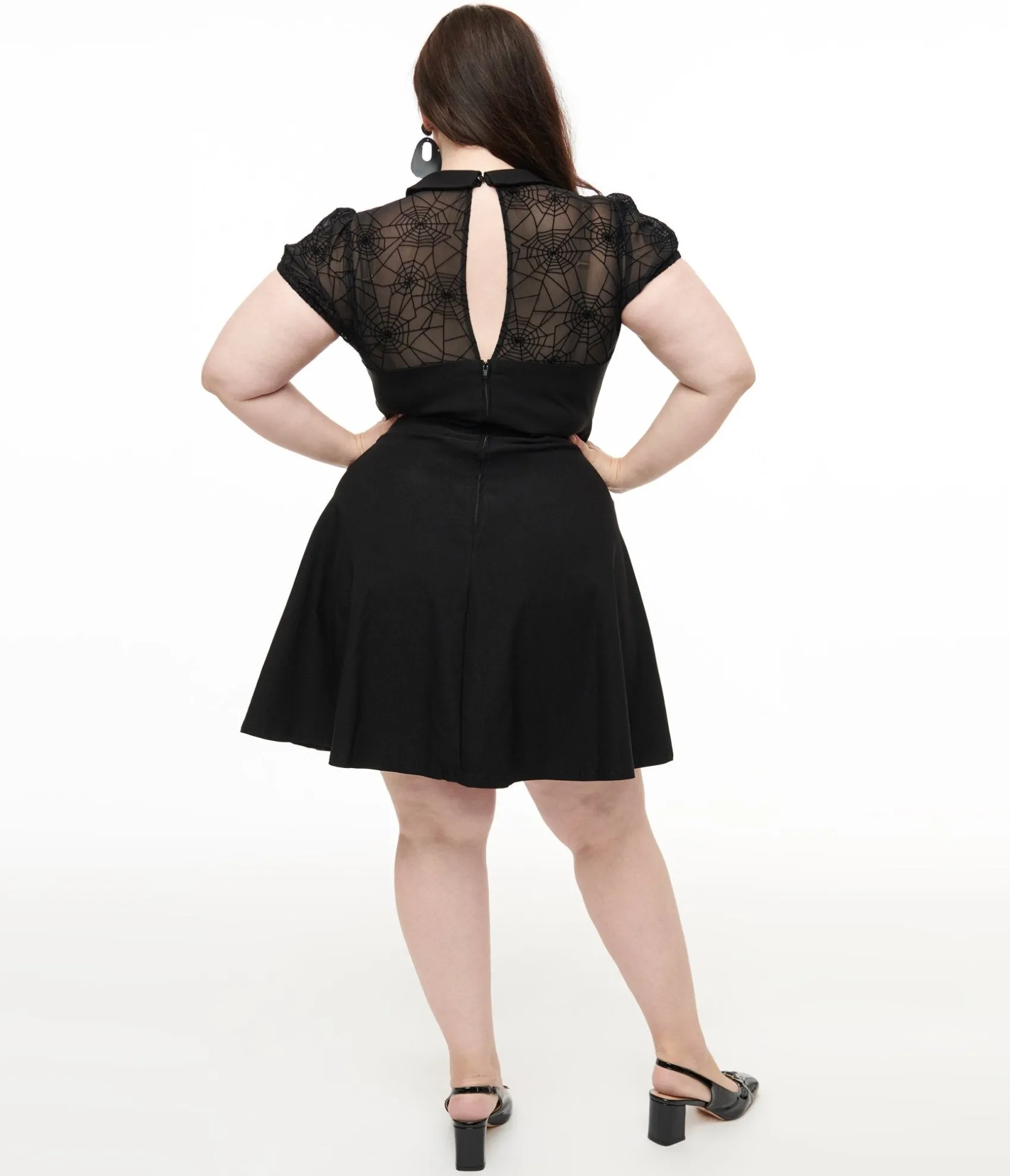 Unique Vintage Hell Bunny Plus Size 1950s Black Spiderweb Viola Mini Dress Shop
