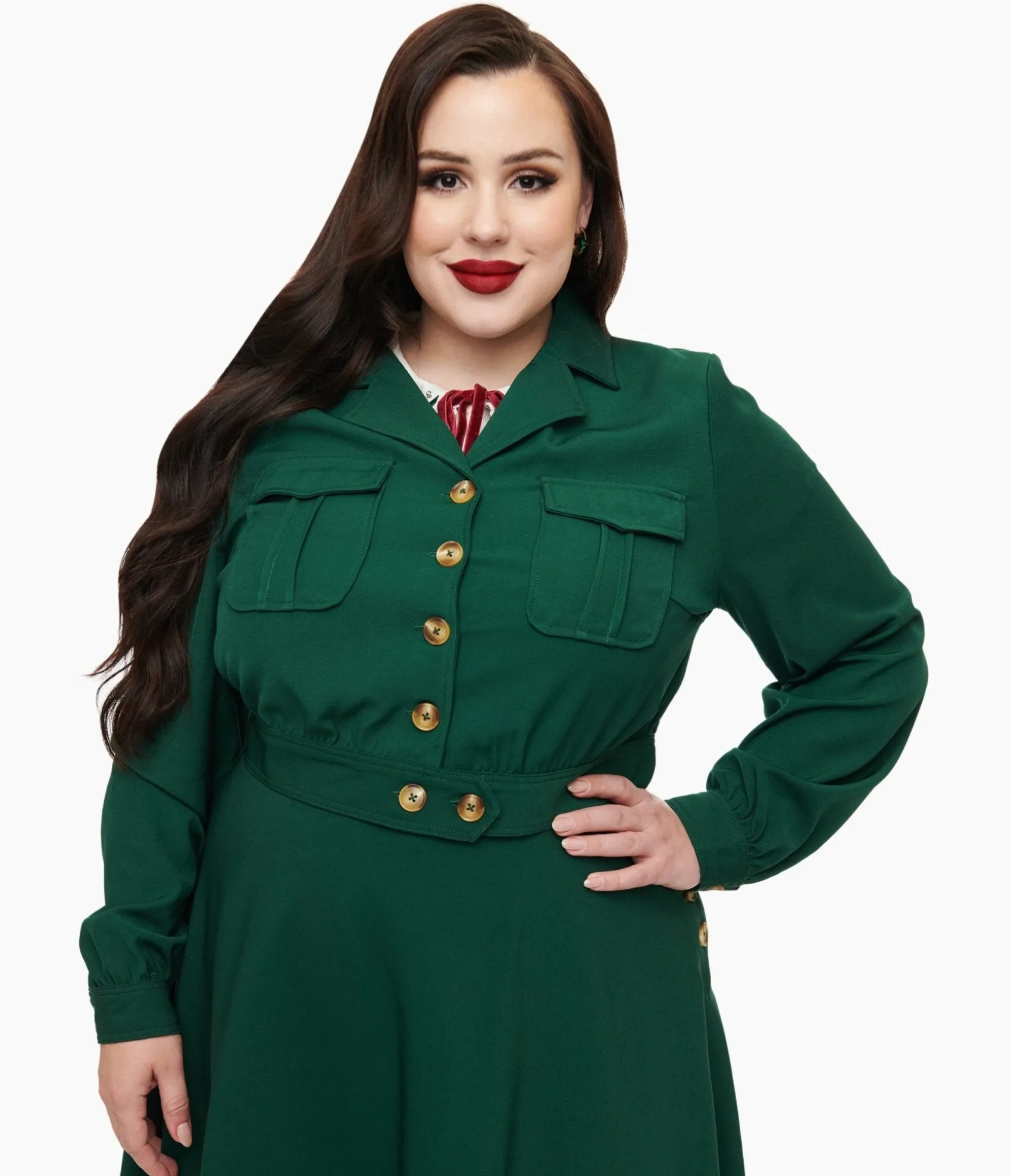 Unique Vintage Hell Bunny Plus Size 1970s Forest Green Ravenswood Jacket Outlet