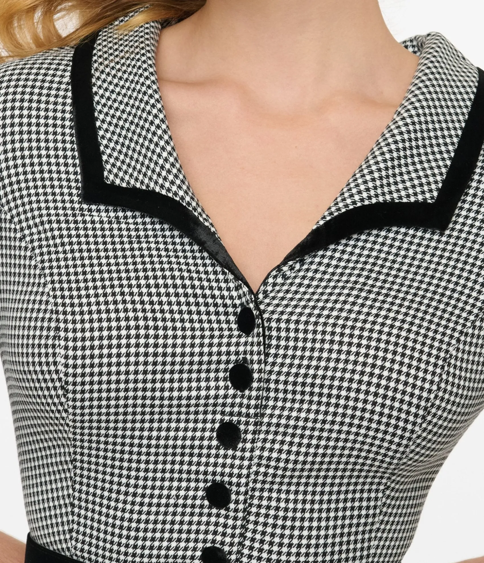 Unique Vintage Hell Bunny 1950s Black & White Houndstooth Swing Dress Shop