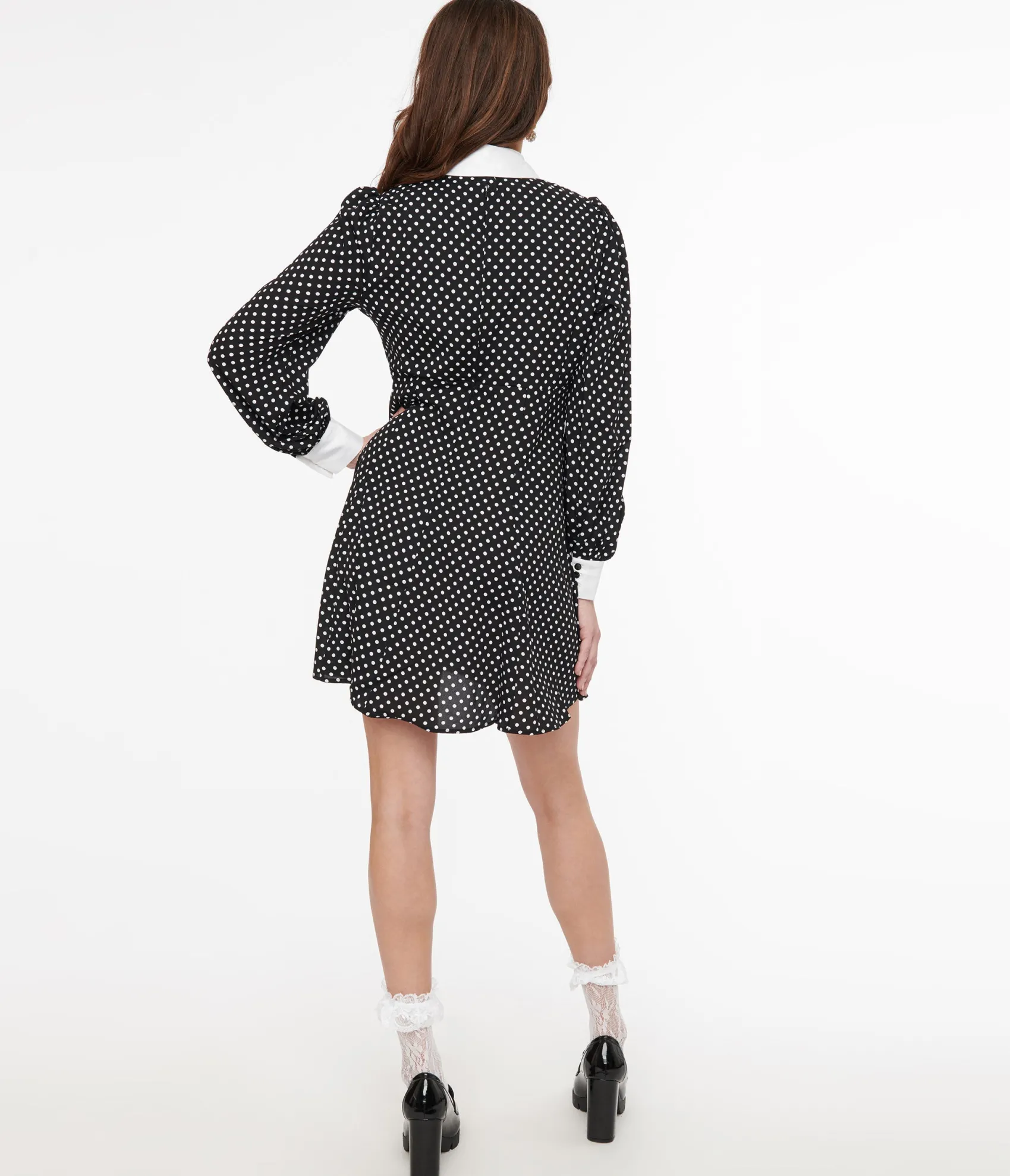 Unique Vintage Hell Bunny 1960s Black & White Polka Dot Naomi Mini Dress Best