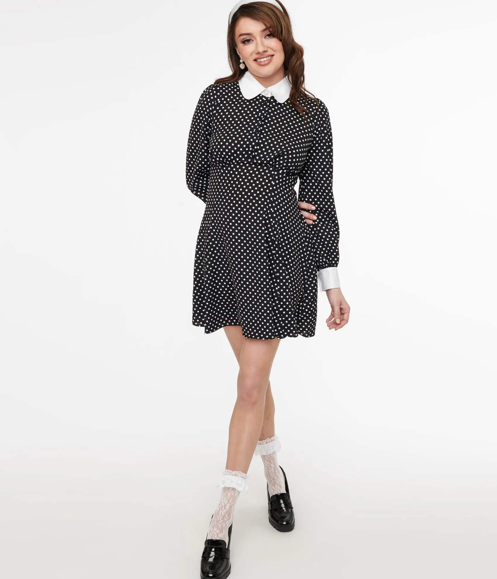 Unique Vintage Hell Bunny 1960s Black & White Polka Dot Naomi Mini Dress Best