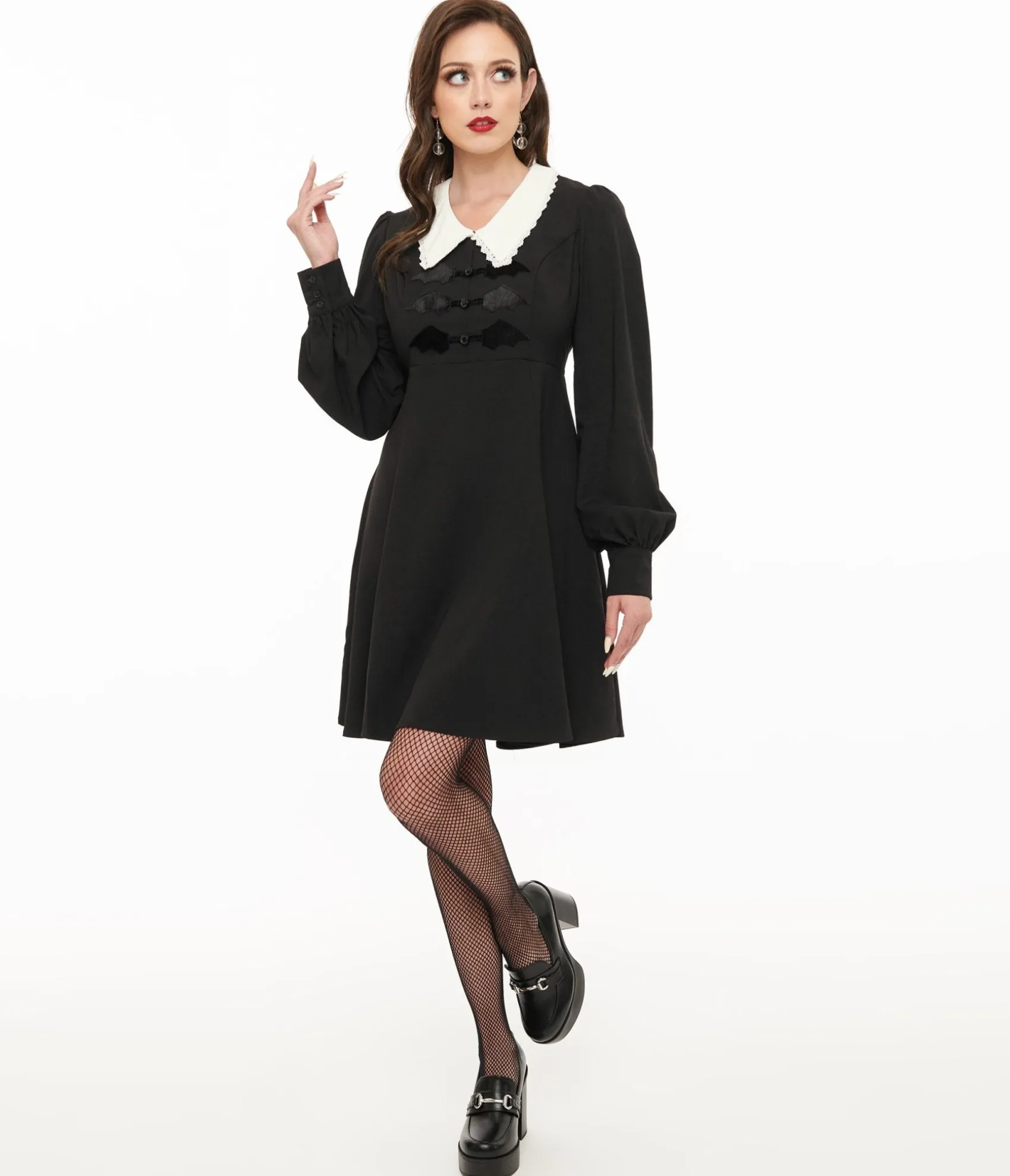 Unique Vintage Hell Bunny 1960s Black Batilda Mini Dress Flash Sale