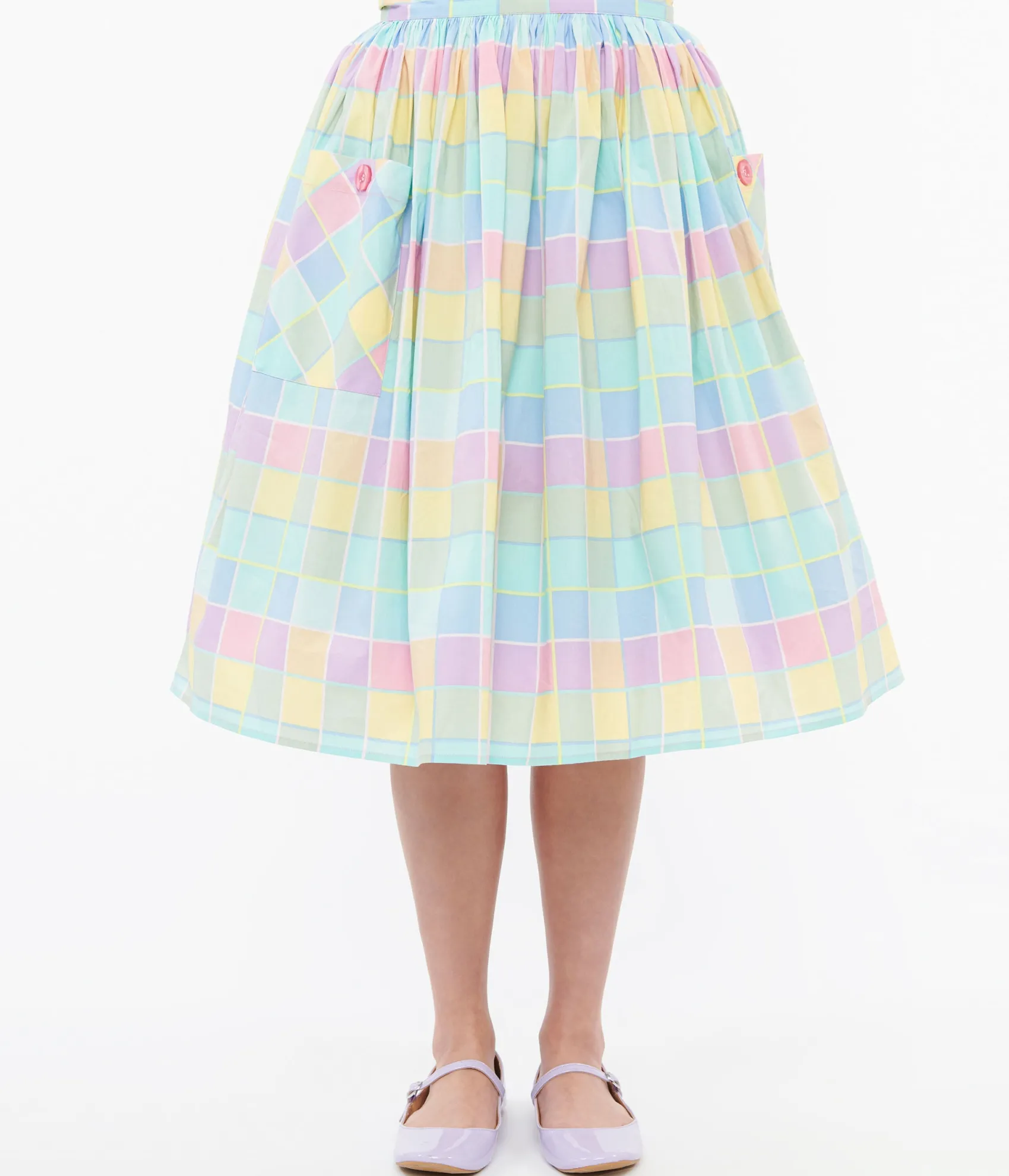 Unique Vintage Hell Bunny 1950s Pastel Check Cotton Skye Swing Skirt Store