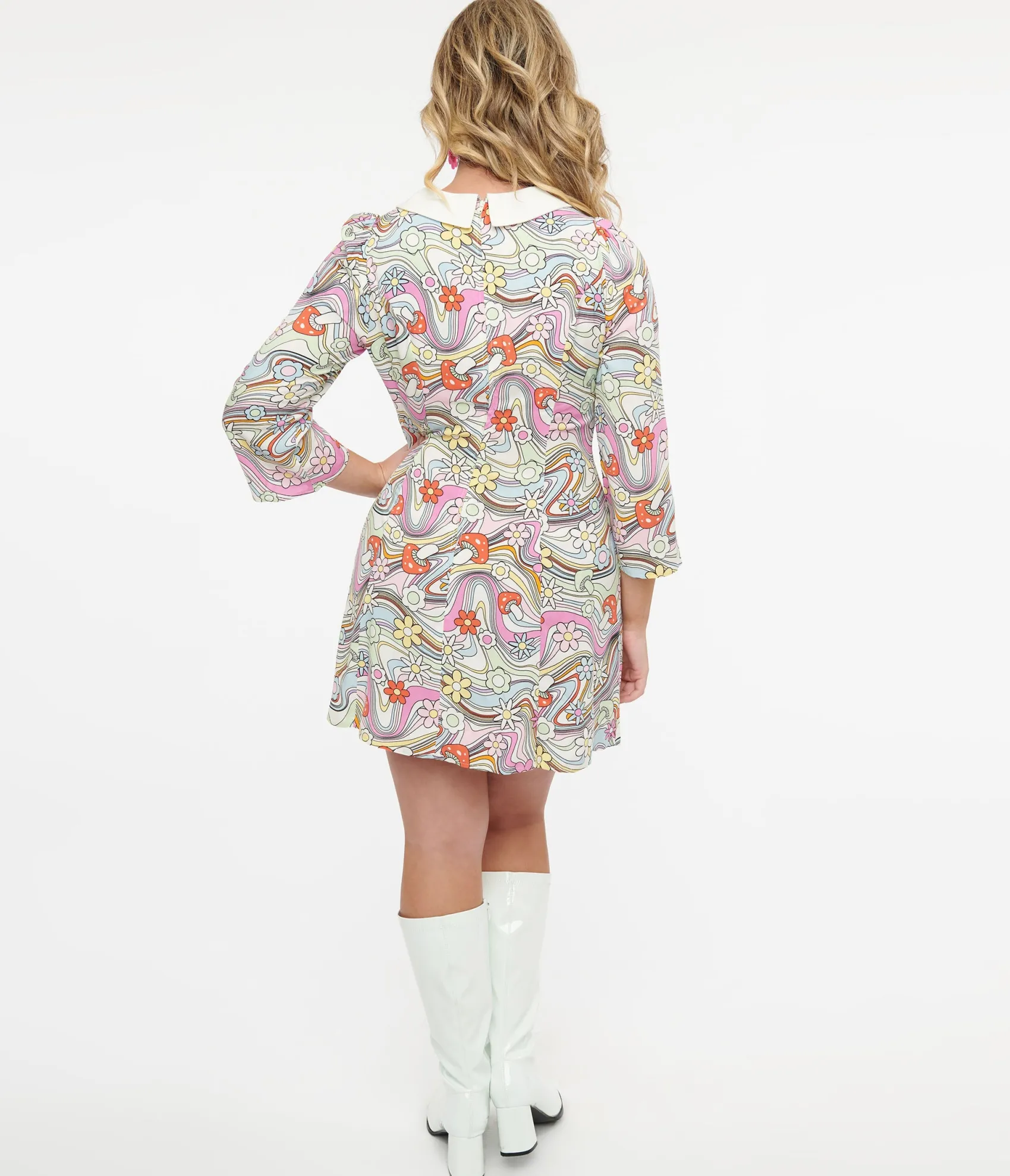 Unique Vintage Hell Bunny 1960s Pastel Rainbow Hazy Daze Floral Shift Dress Online