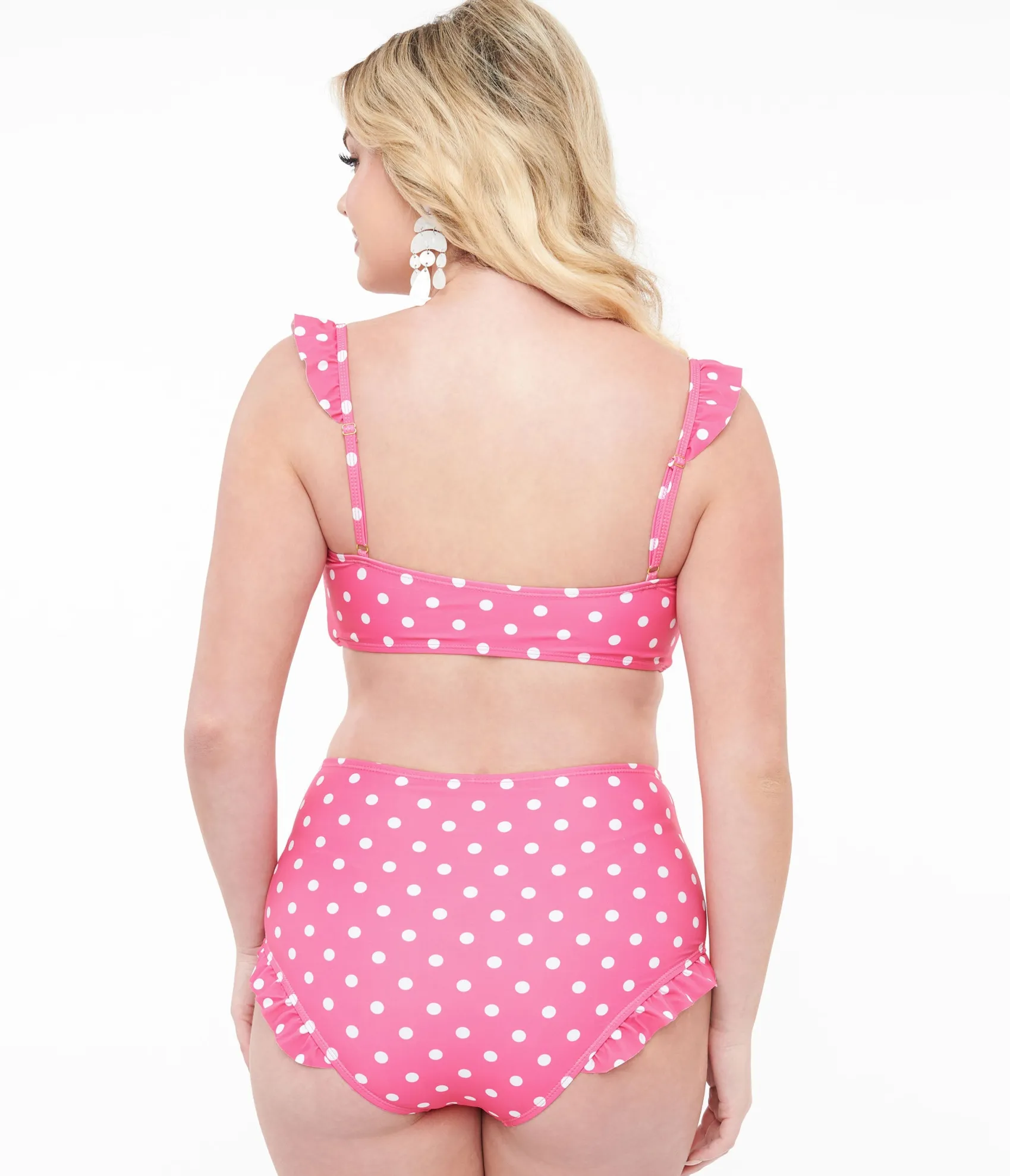 Unique Vintage Hot Pink & White Polka Dot Two Piece Swim Set Discount