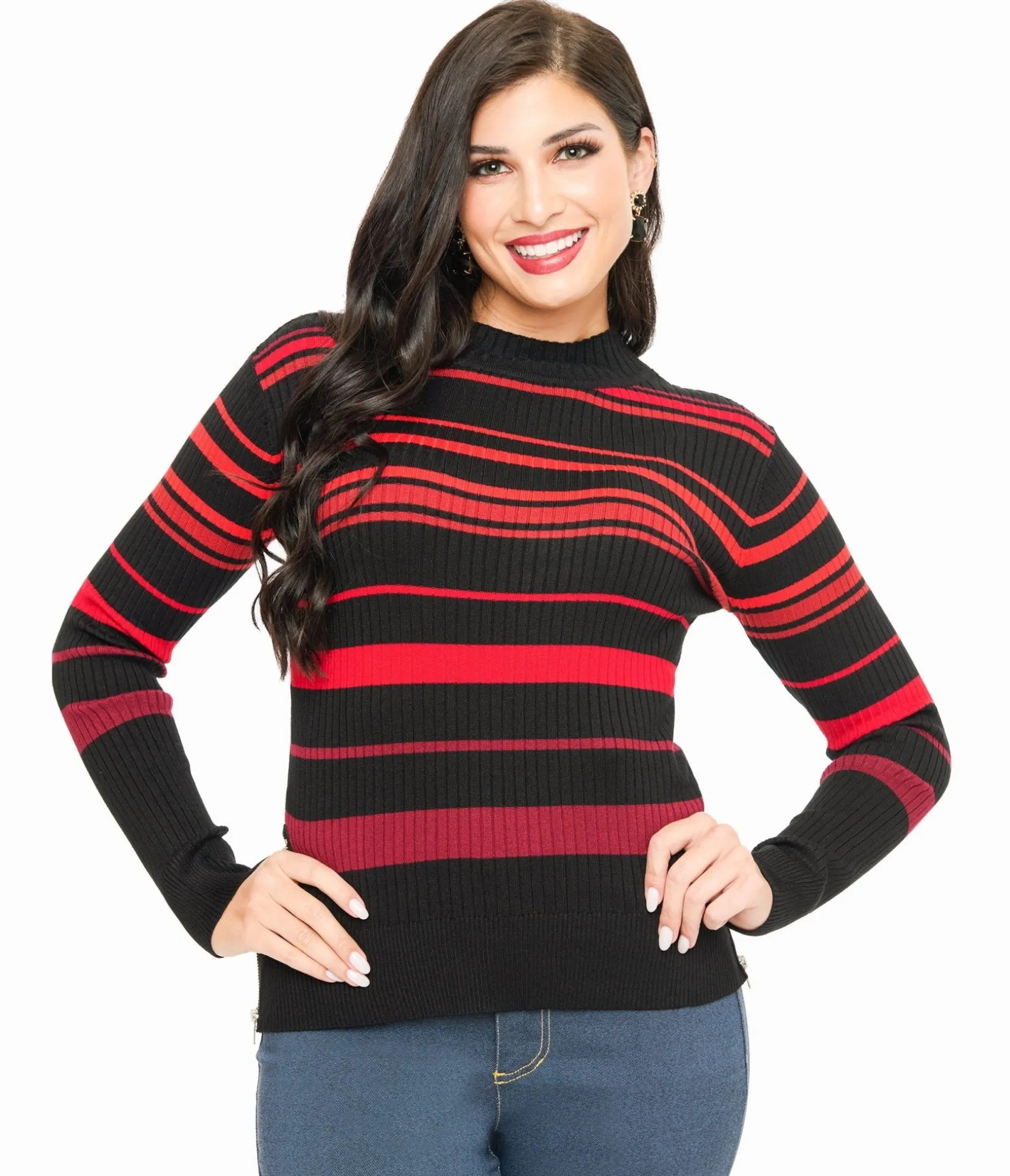 Unique Vintage Jawbreaker Red & Black Stripe High Neck Sweater New