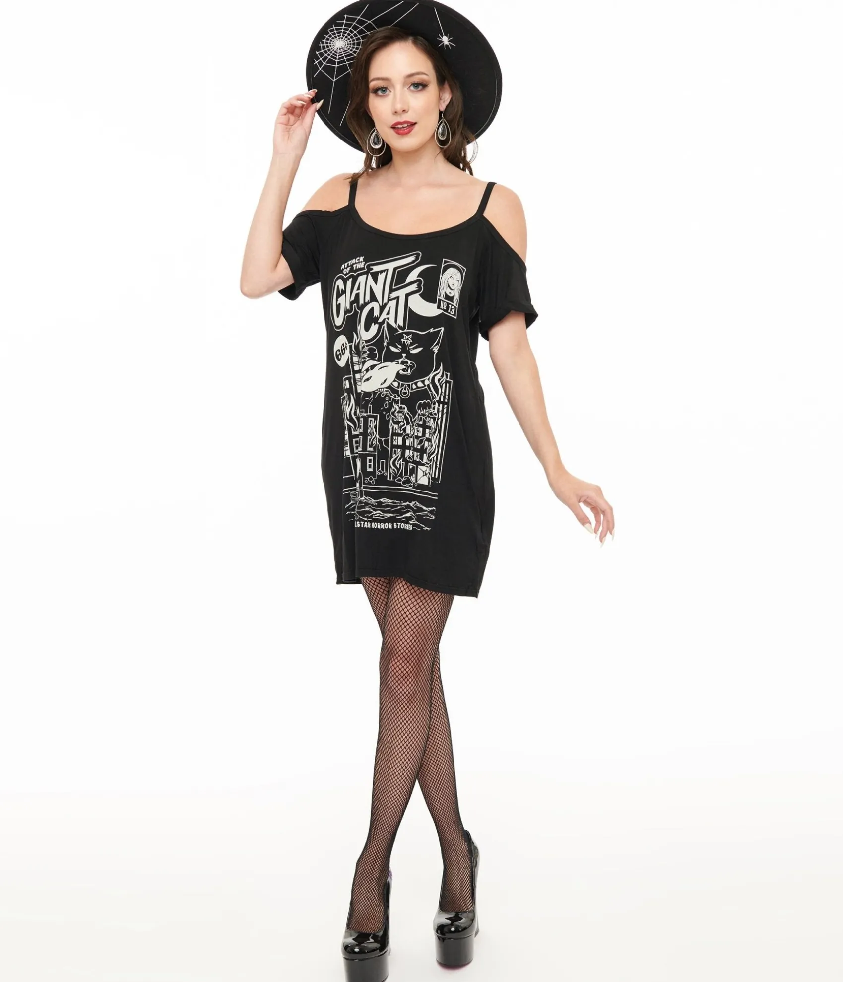 Unique Vintage Killstar Black Distress Cat Attack Top Sale
