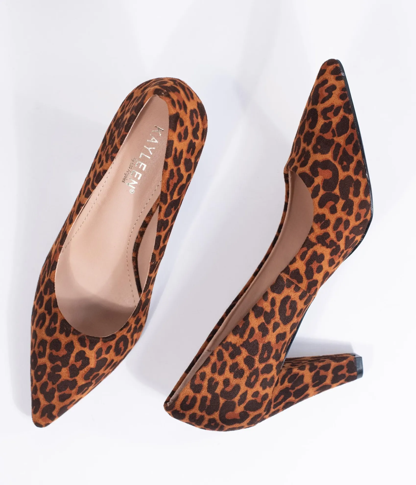 Unique Vintage Leopard Print Suede Pointed Toe Heels Cheap