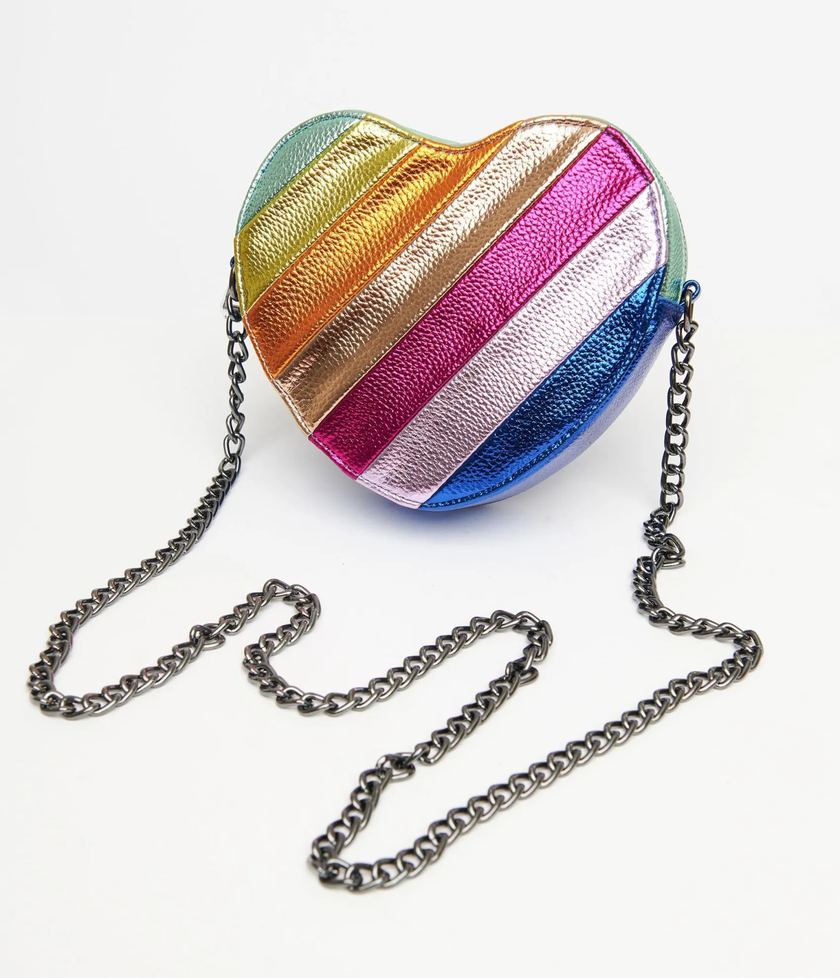 Unique Vintage Metallic Rainbow Heart Leatherette Crossbody Bag Cheap