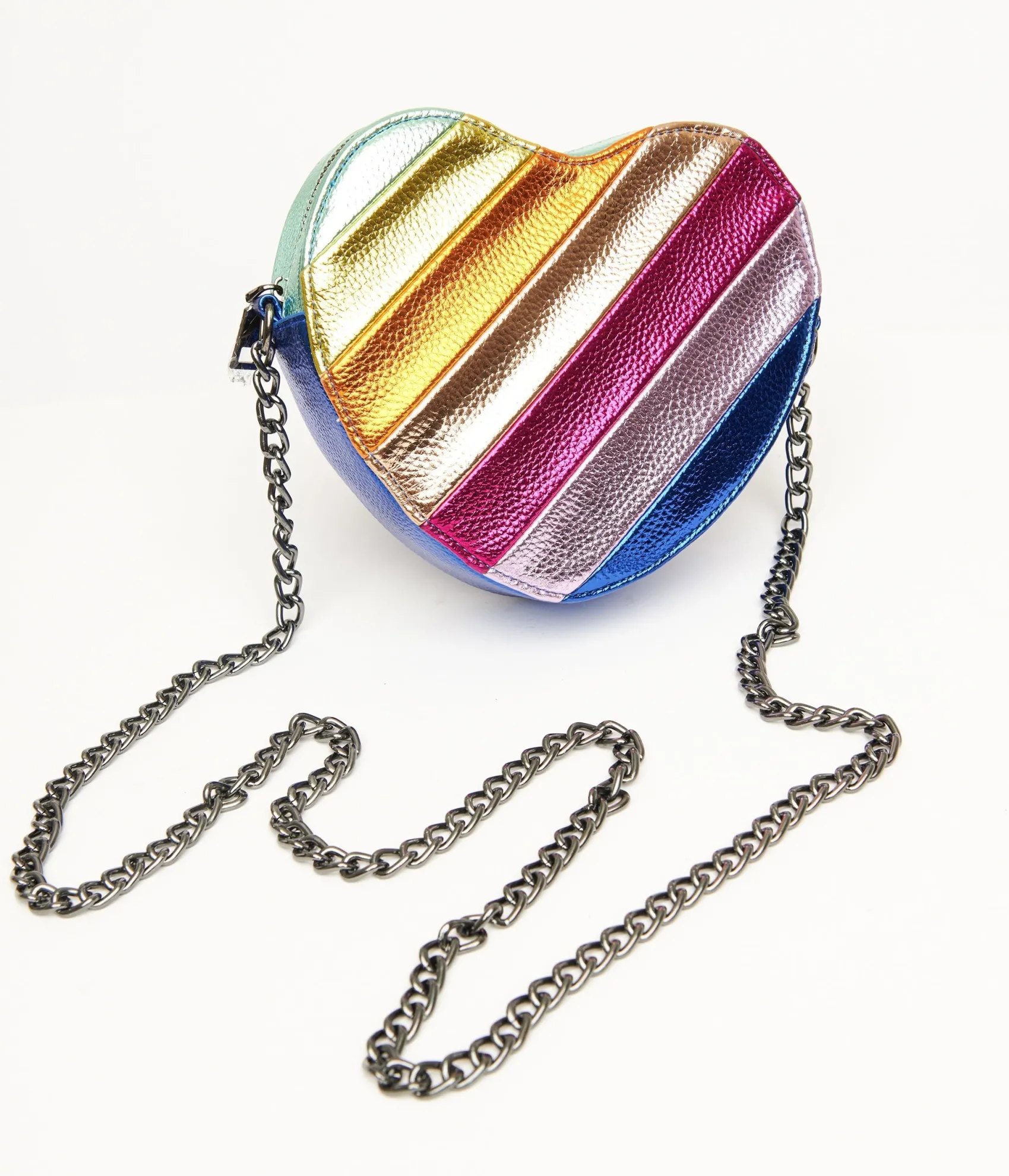 Unique Vintage Metallic Rainbow Heart Leatherette Crossbody Bag Cheap
