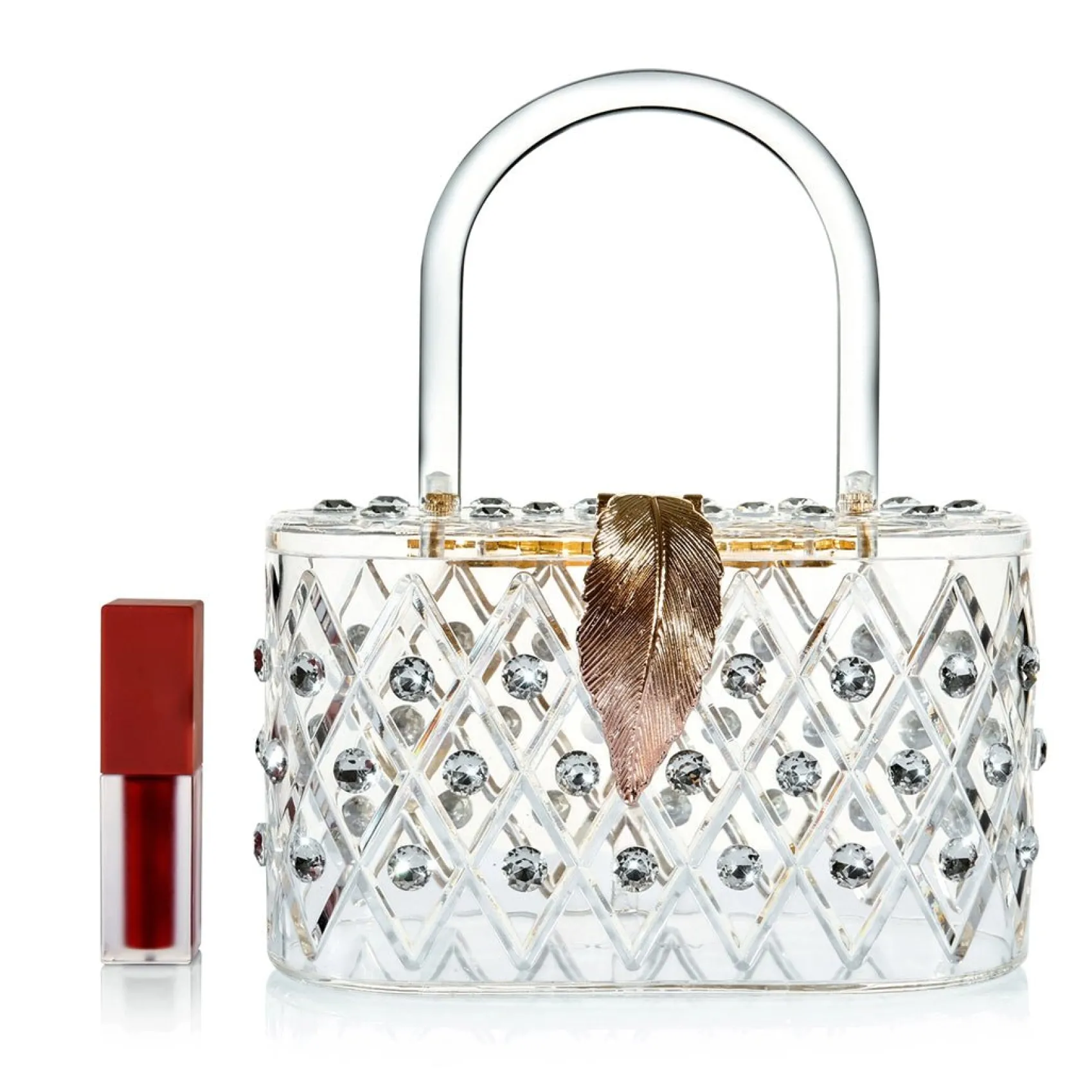 Unique Vintage Milanblocks 1950s The Princess Clear Crystal Acrylic Box Clutch Handbag Best