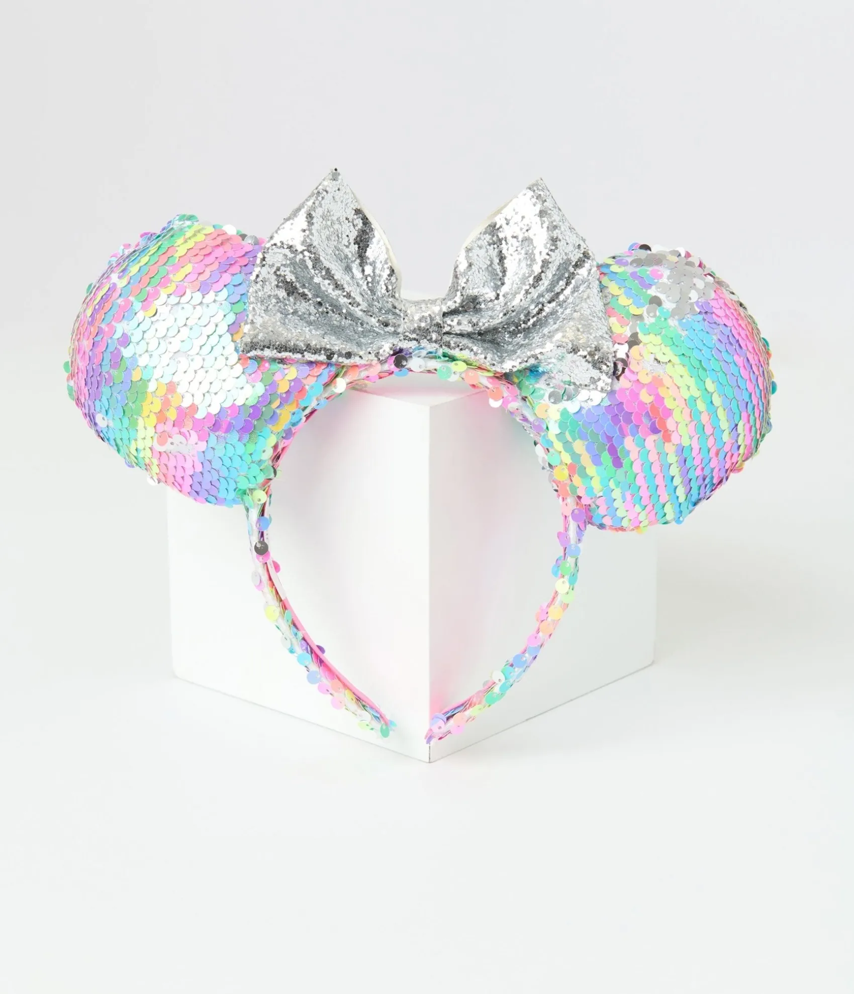 Unique Vintage Minnie Mouse Pastel Rainbow Sequin Plush Headband Best