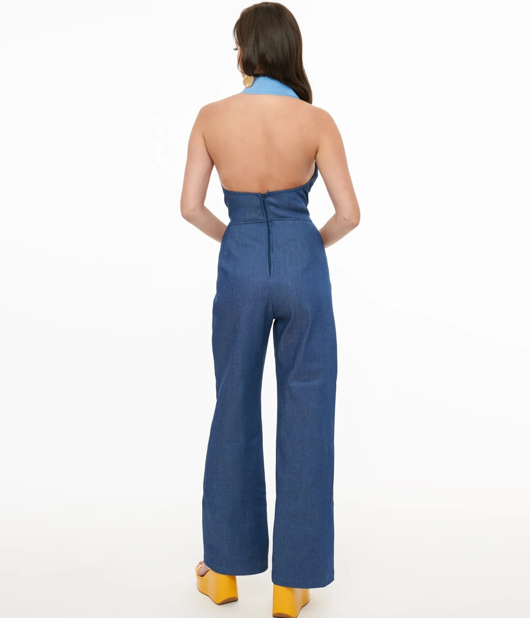 Unique Vintage Miracle Eye Blue Denim Cecilia Jumpsuit Fashion