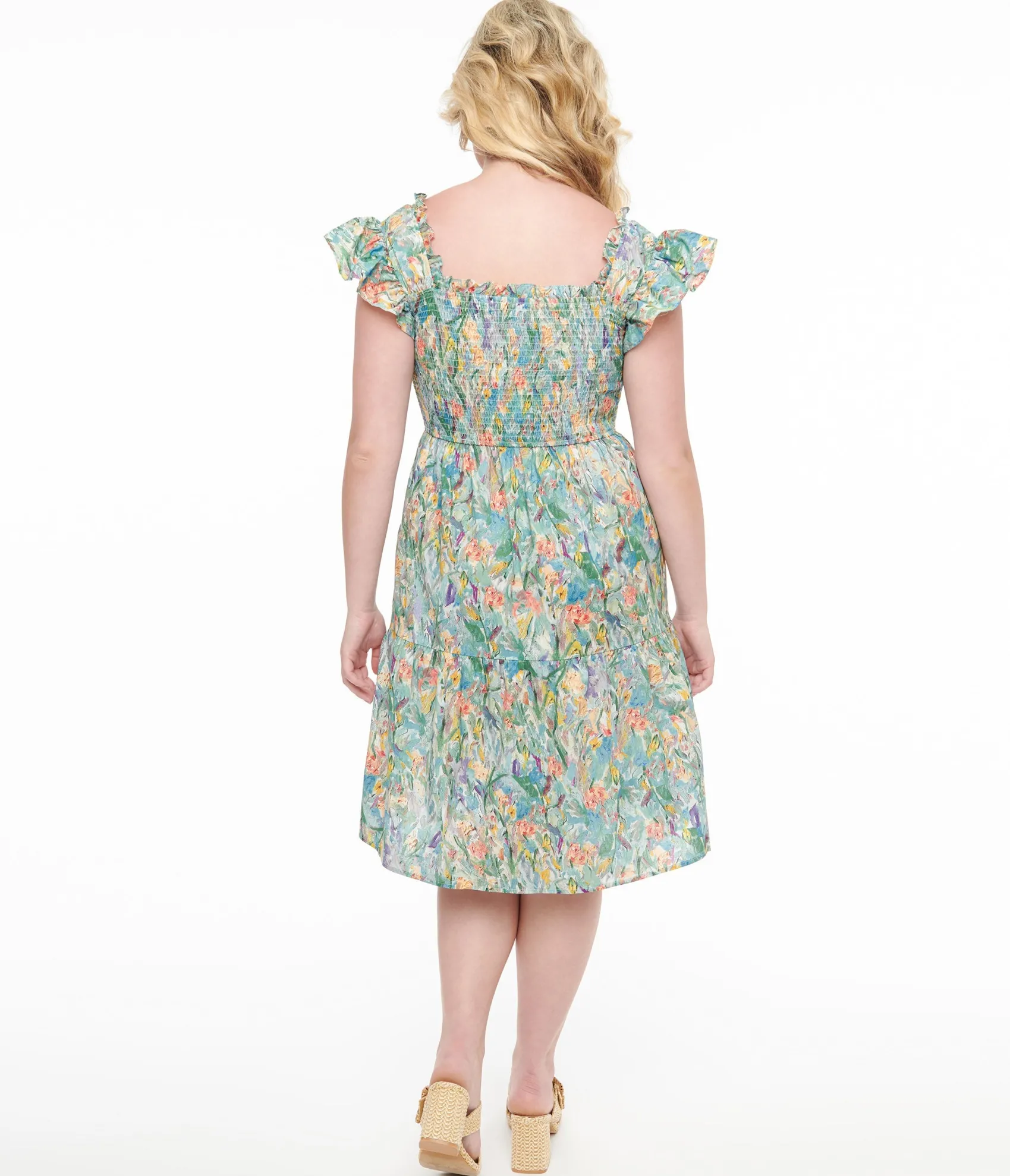 Unique Vintage Multicolor Floral Painting Cotton Flare Dress Best