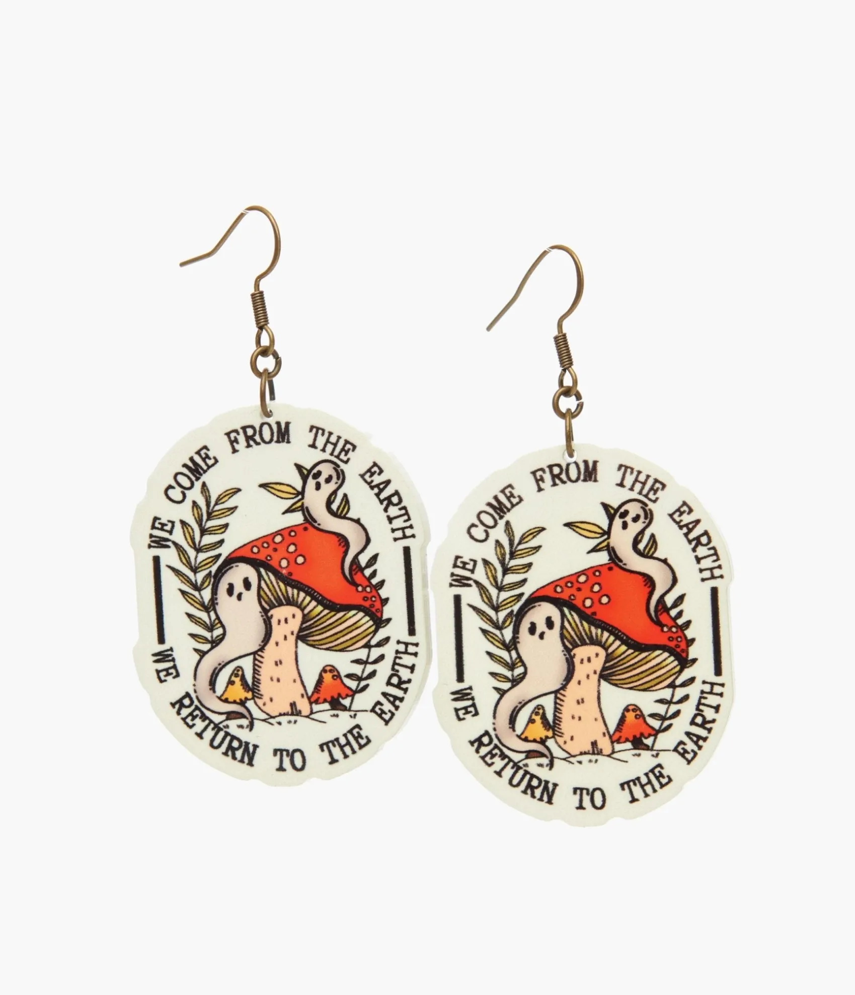 Unique Vintage Mushrooms & Ghosties Cottagecore Earrings Discount