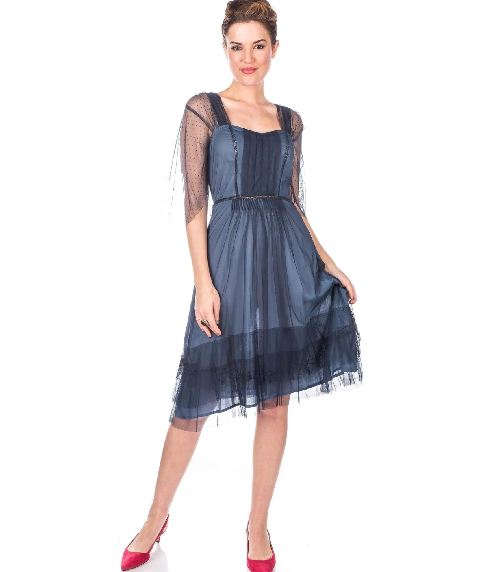 Unique Vintage Nataya 1920s Indigo Vintage Style Flapper Dress Hot