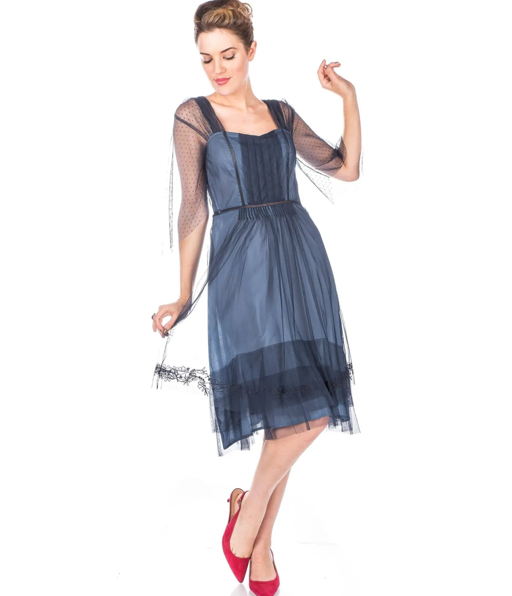 Unique Vintage Nataya 1920s Indigo Vintage Style Flapper Dress Hot