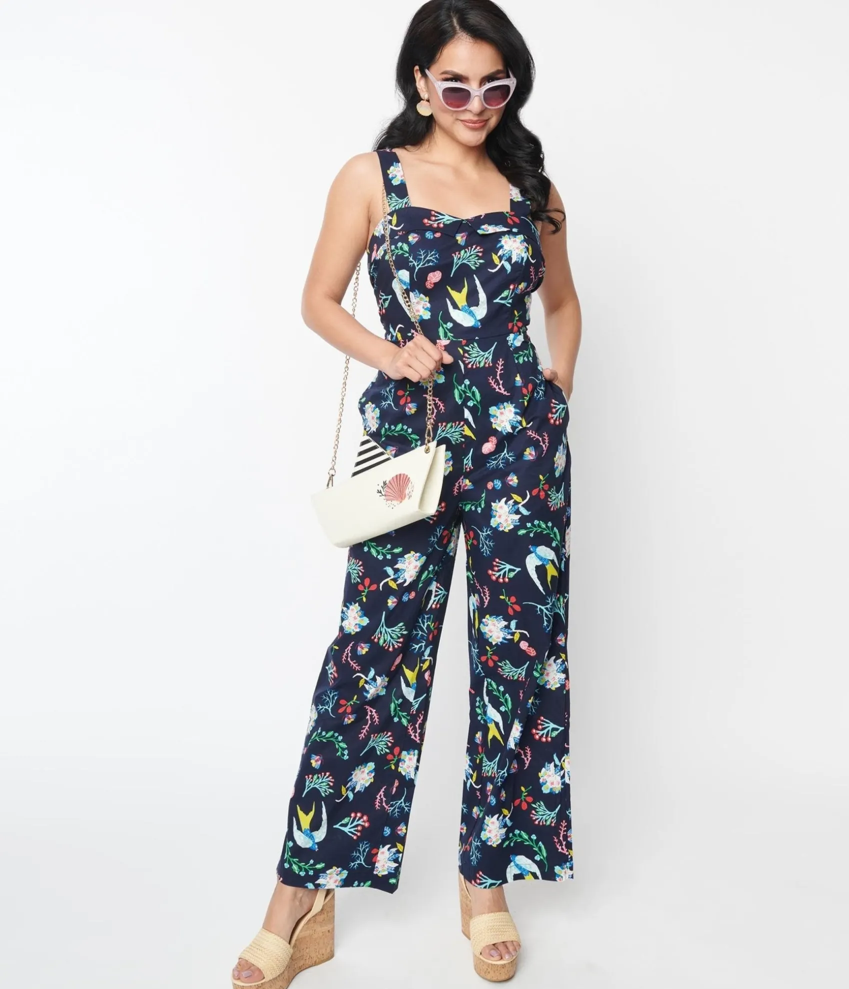 Unique Vintage Navy Blue Under the Sea Jumpsuit Store