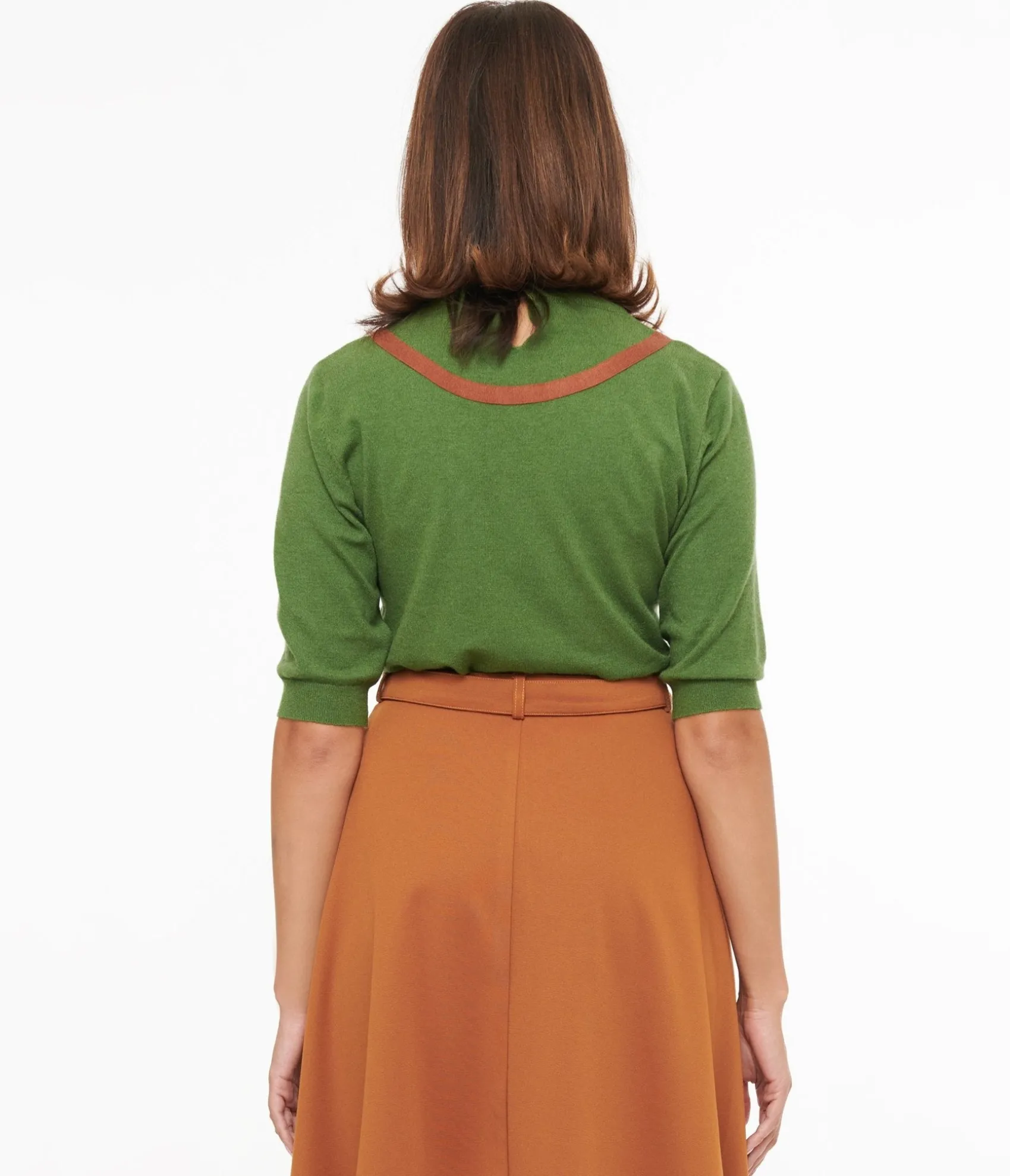 Unique Vintage Olive Green & Brown Knit Top Flash Sale