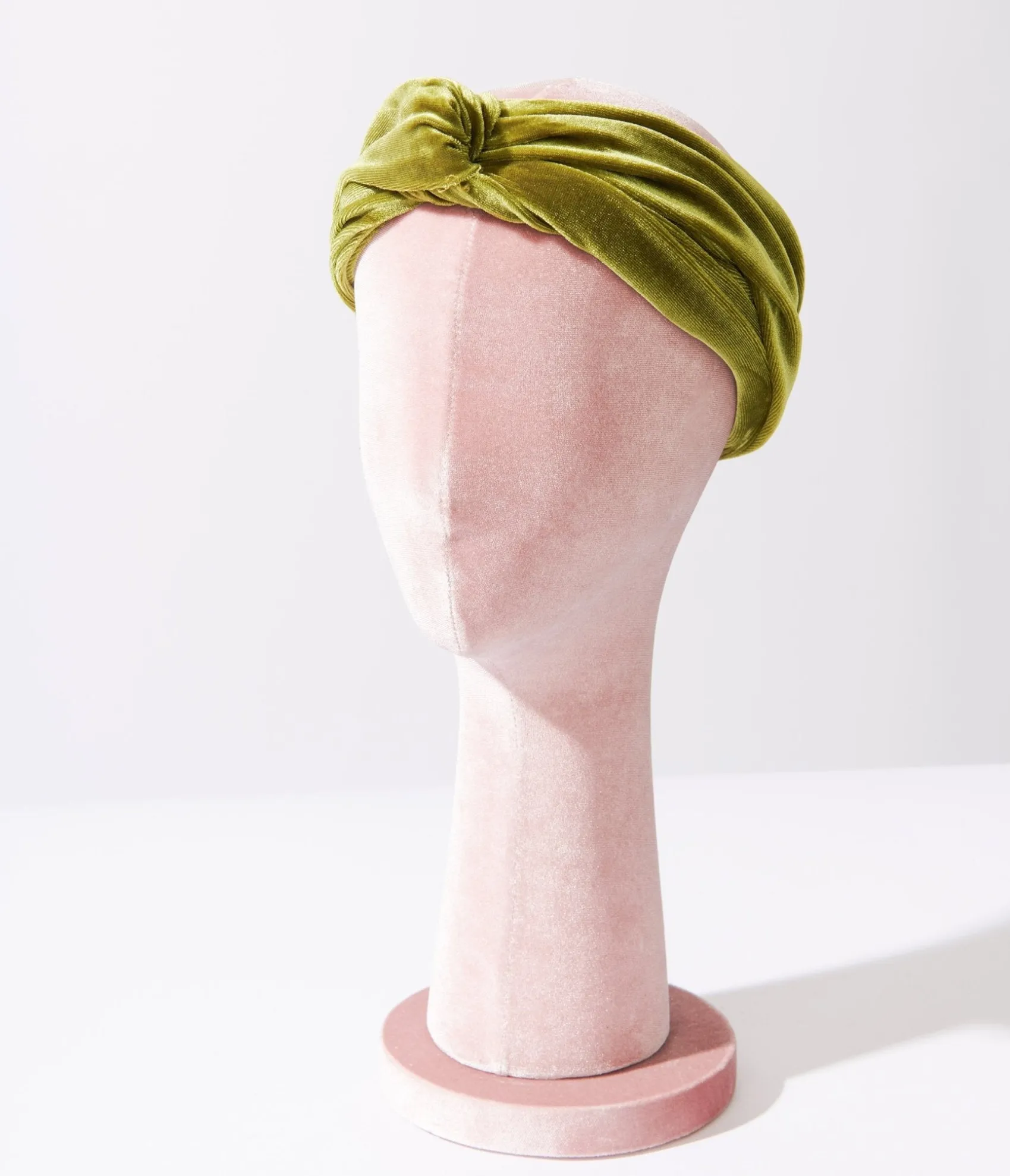 Unique Vintage Olive Green Plush Velvet Twist Front Headband Discount