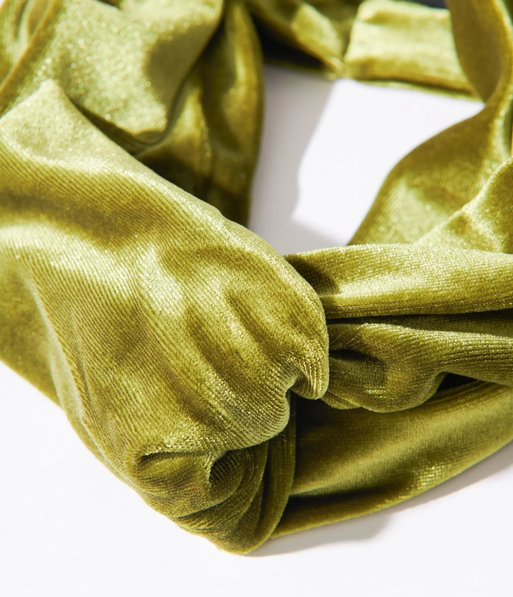 Unique Vintage Olive Green Plush Velvet Twist Front Headband Discount