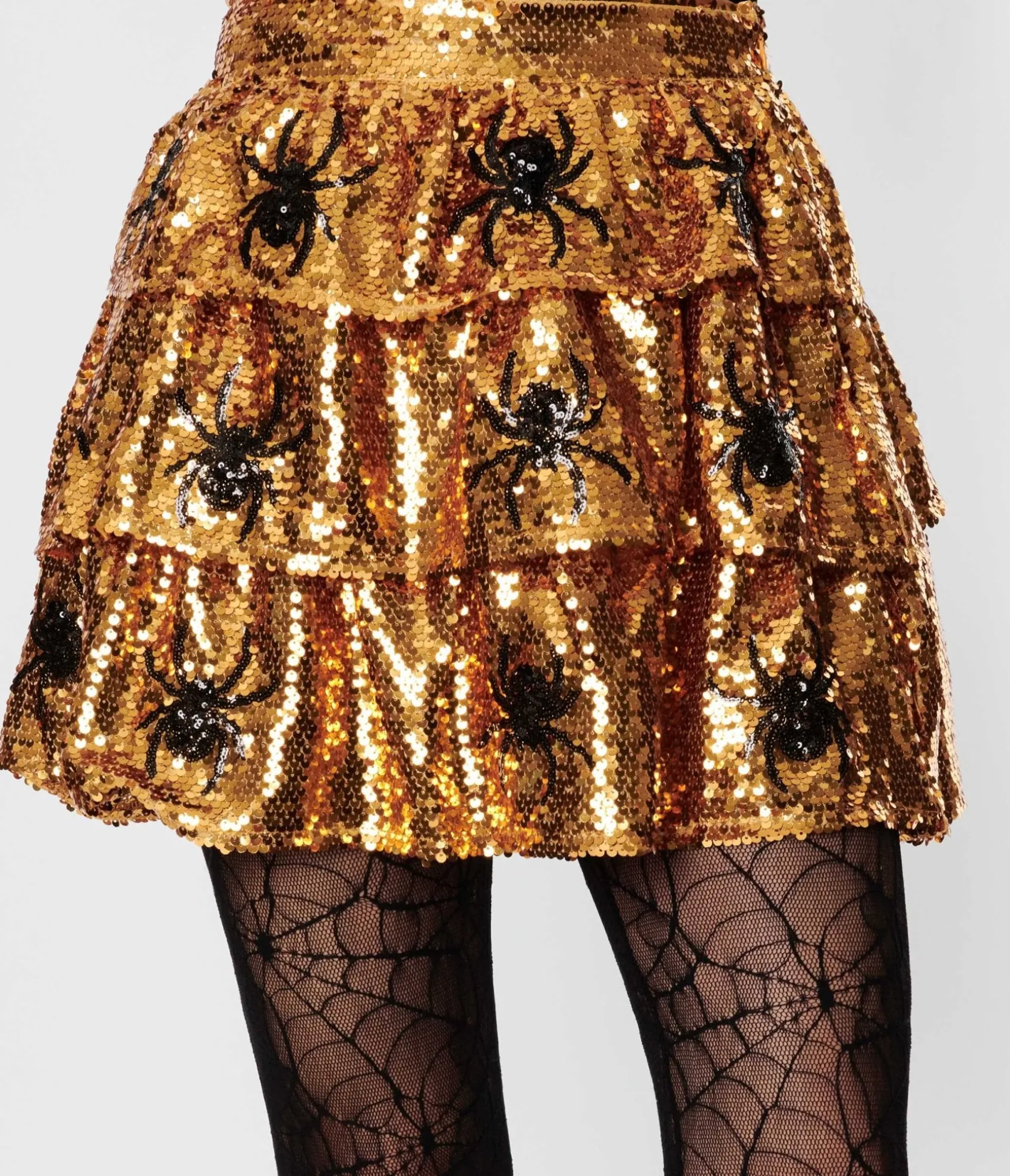 Unique Vintage Orange Sequin & Spider Mini Skirt Cheap