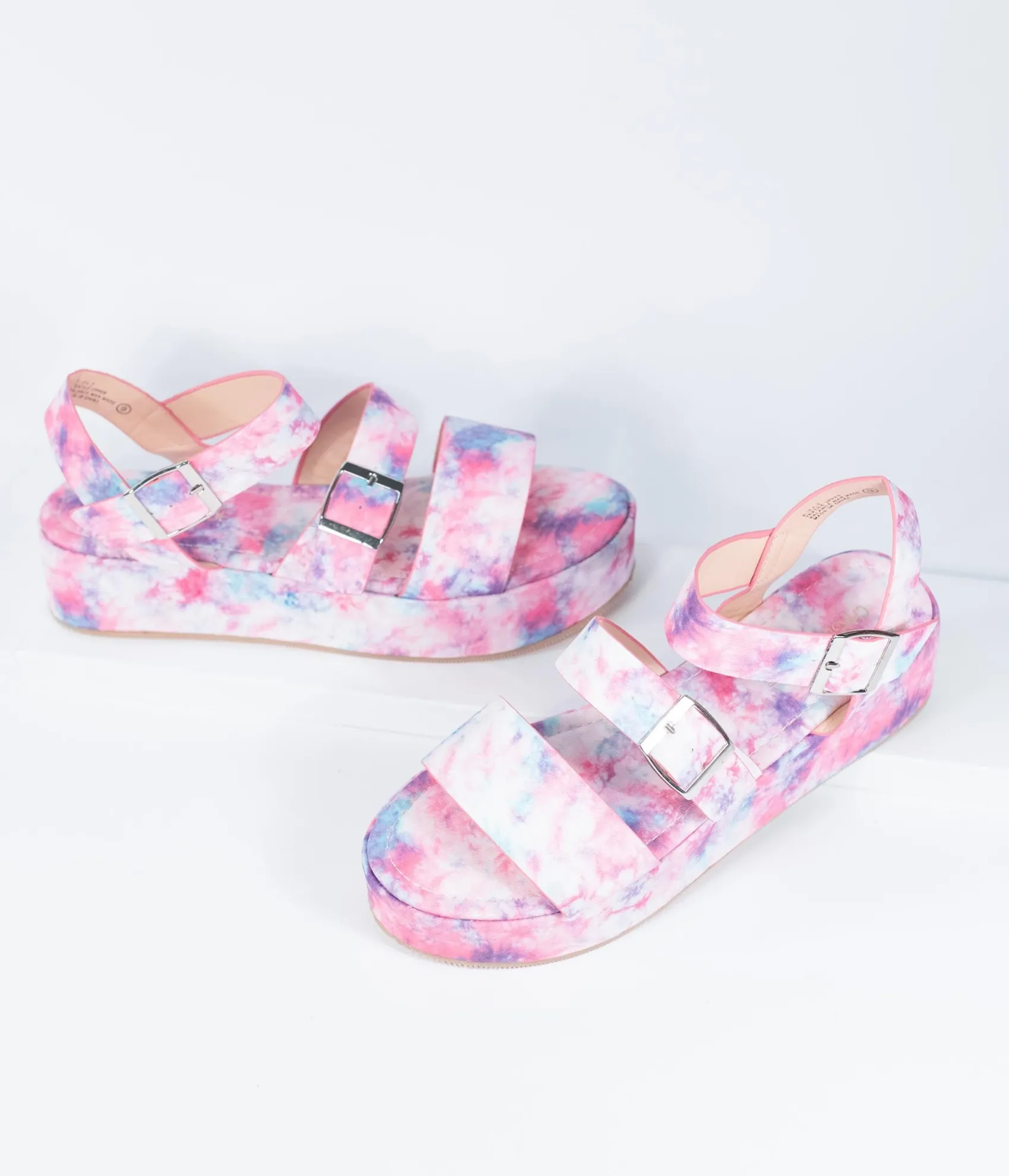 Unique Vintage Pink & Purple Tie Dye Platform Sandals Sale