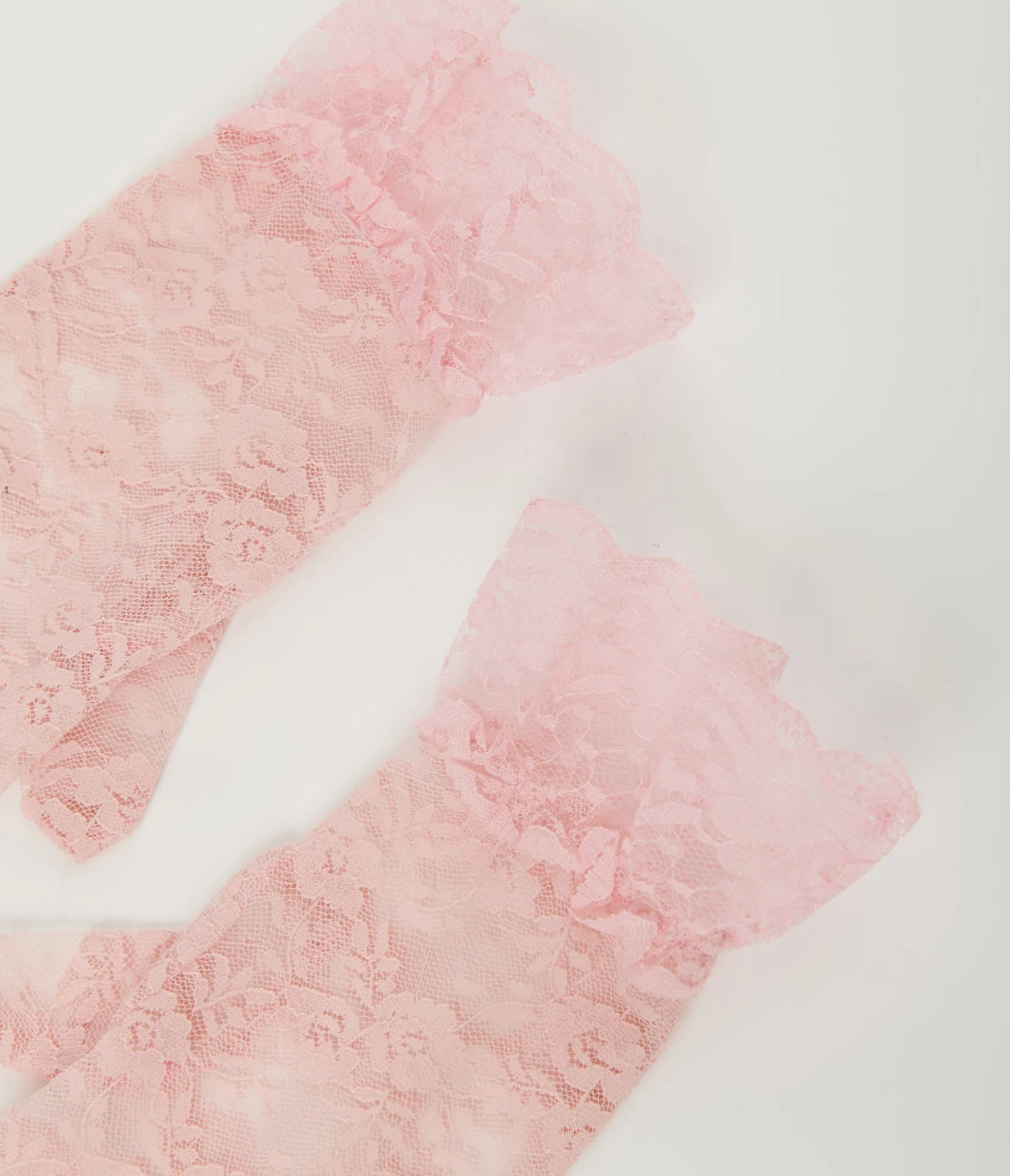 Unique Vintage Pink Lace Ruffle Gloves Cheap