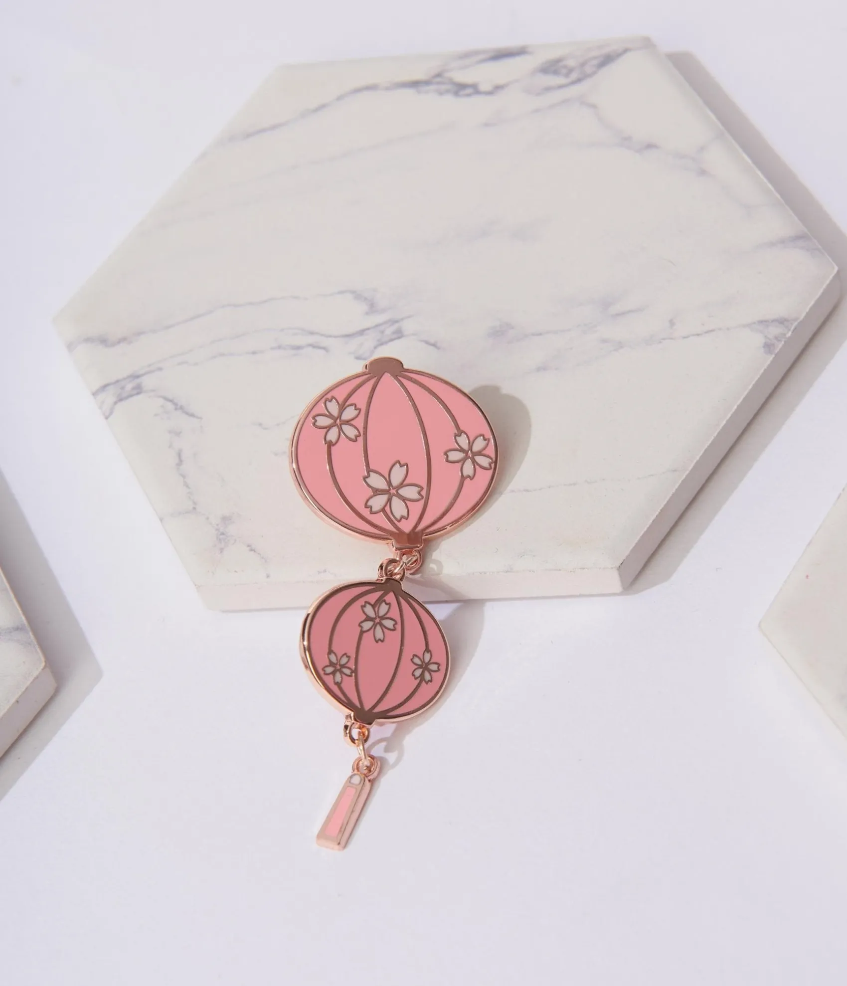 Unique Vintage Pink Sakura Lantern Enamel Pin Cheap