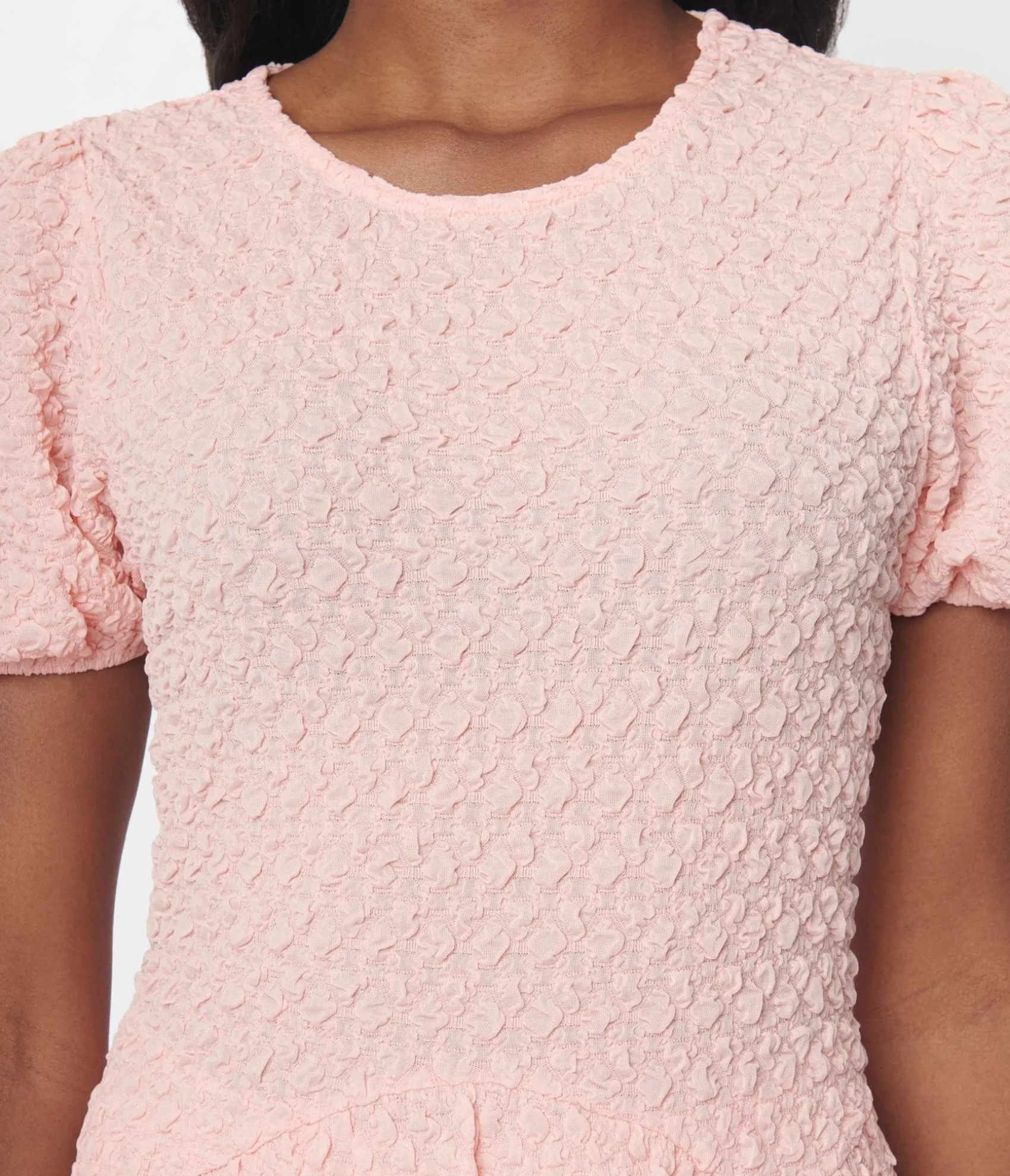 Unique Vintage Pink Textured Peplum Blouse Best