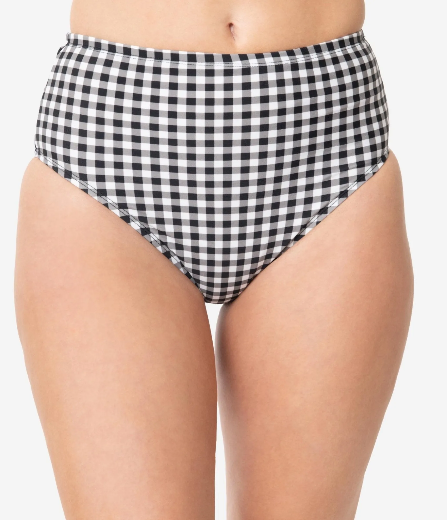 Unique Vintage Pin-Up Style Black & White Gingham Swim Bottom Hot