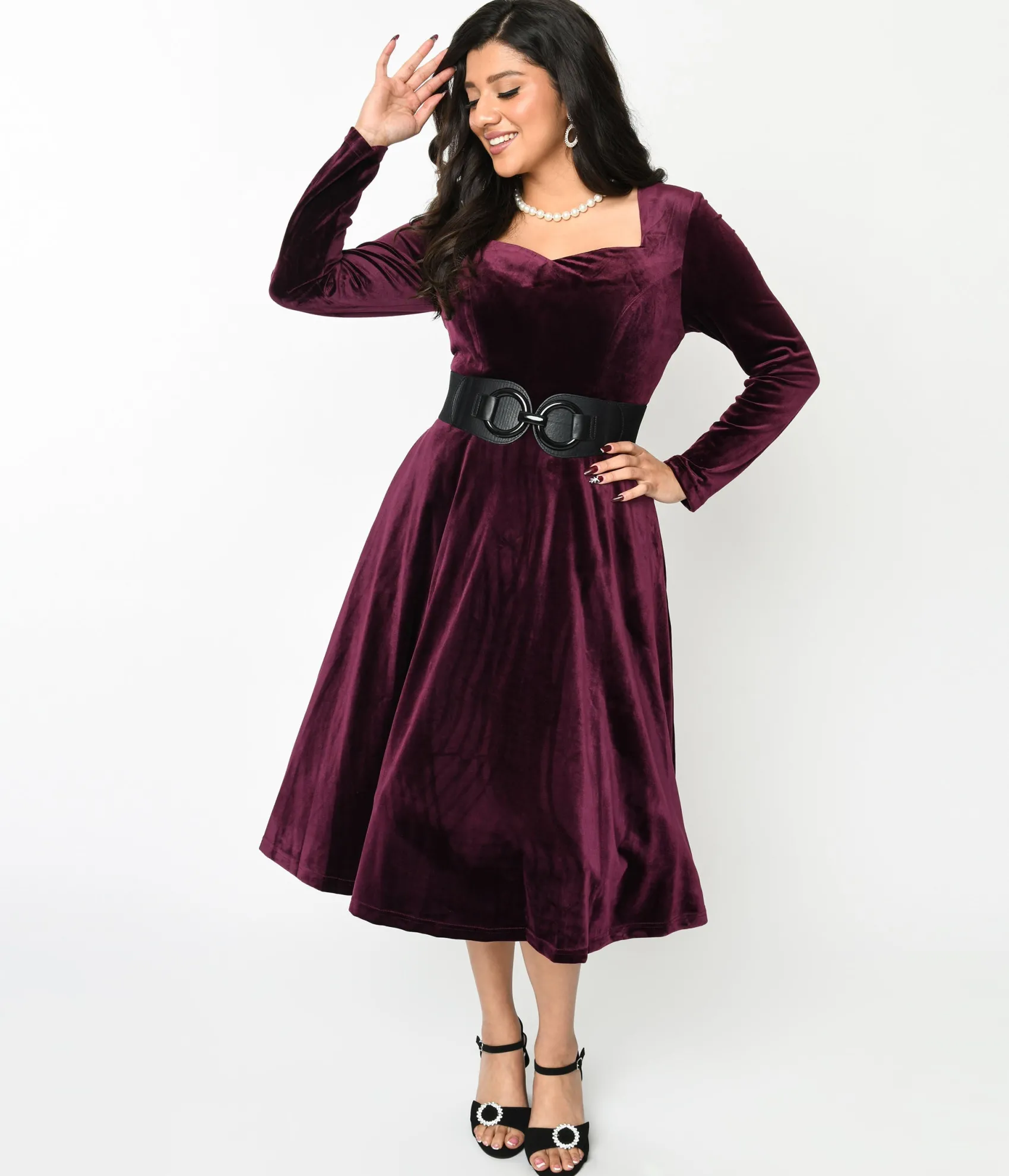 Unique Vintage Plum Wine Velvet Swing Dress Store