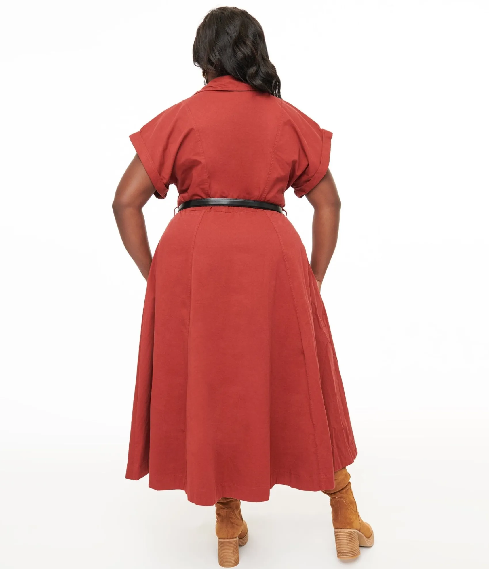 Unique Vintage Plus Size Berry Perfect Balance Midi Shirt Dress Discount