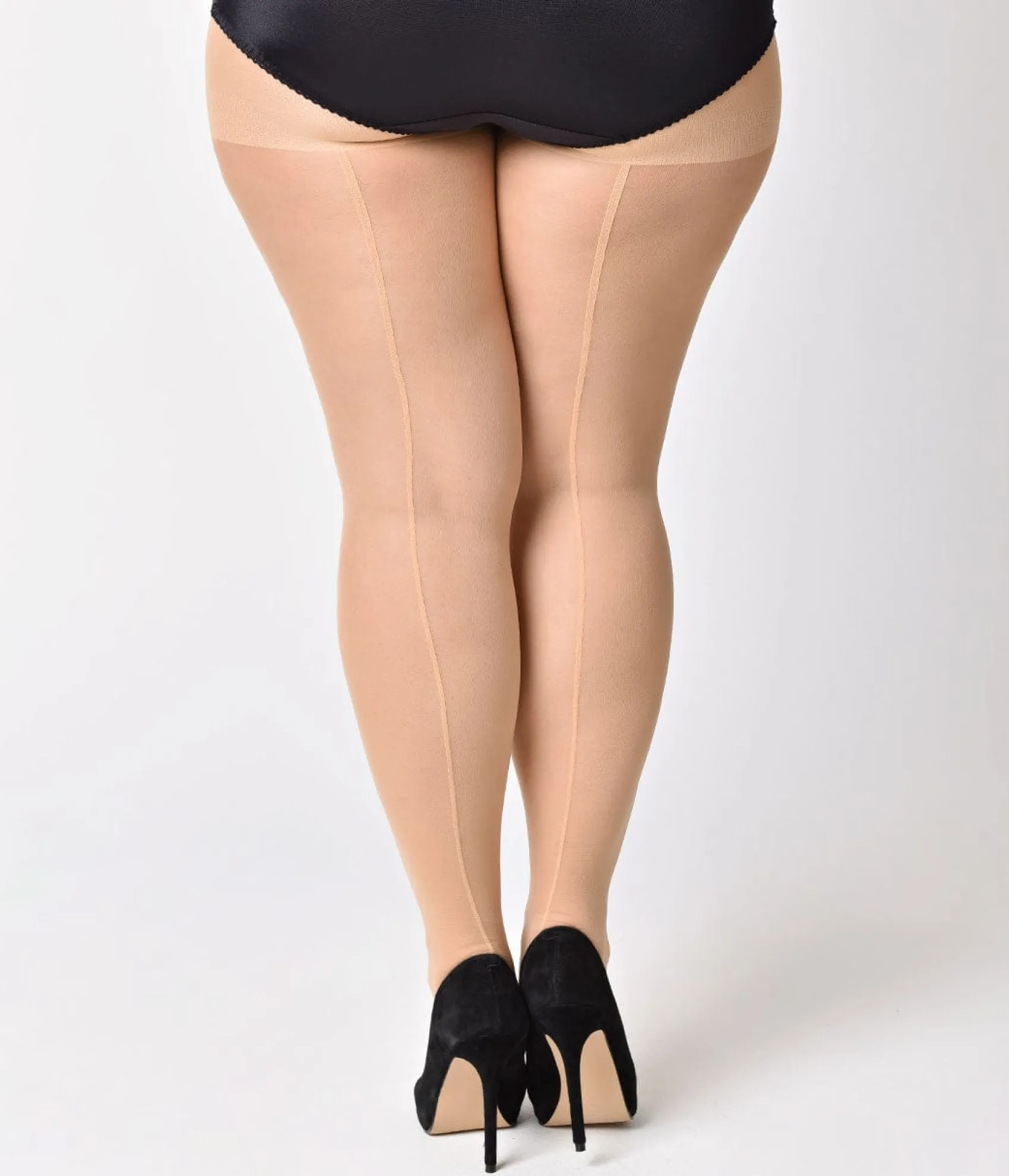 Unique Vintage Plus Size Nude Sheer Backseam Pantyhose Store