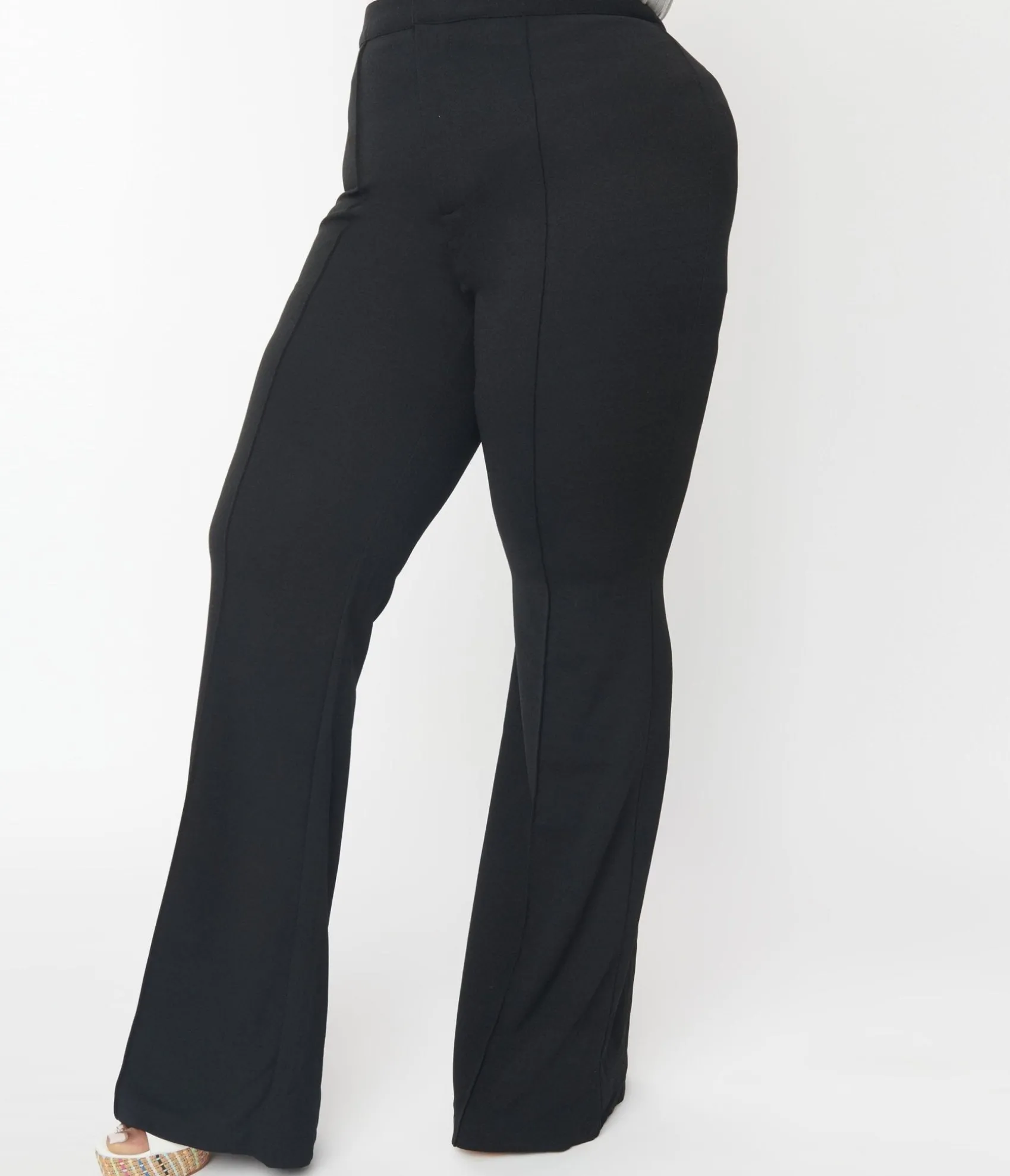 Unique Vintage Plus Size 1970s Black High Waist Pintuck Pants Flash Sale