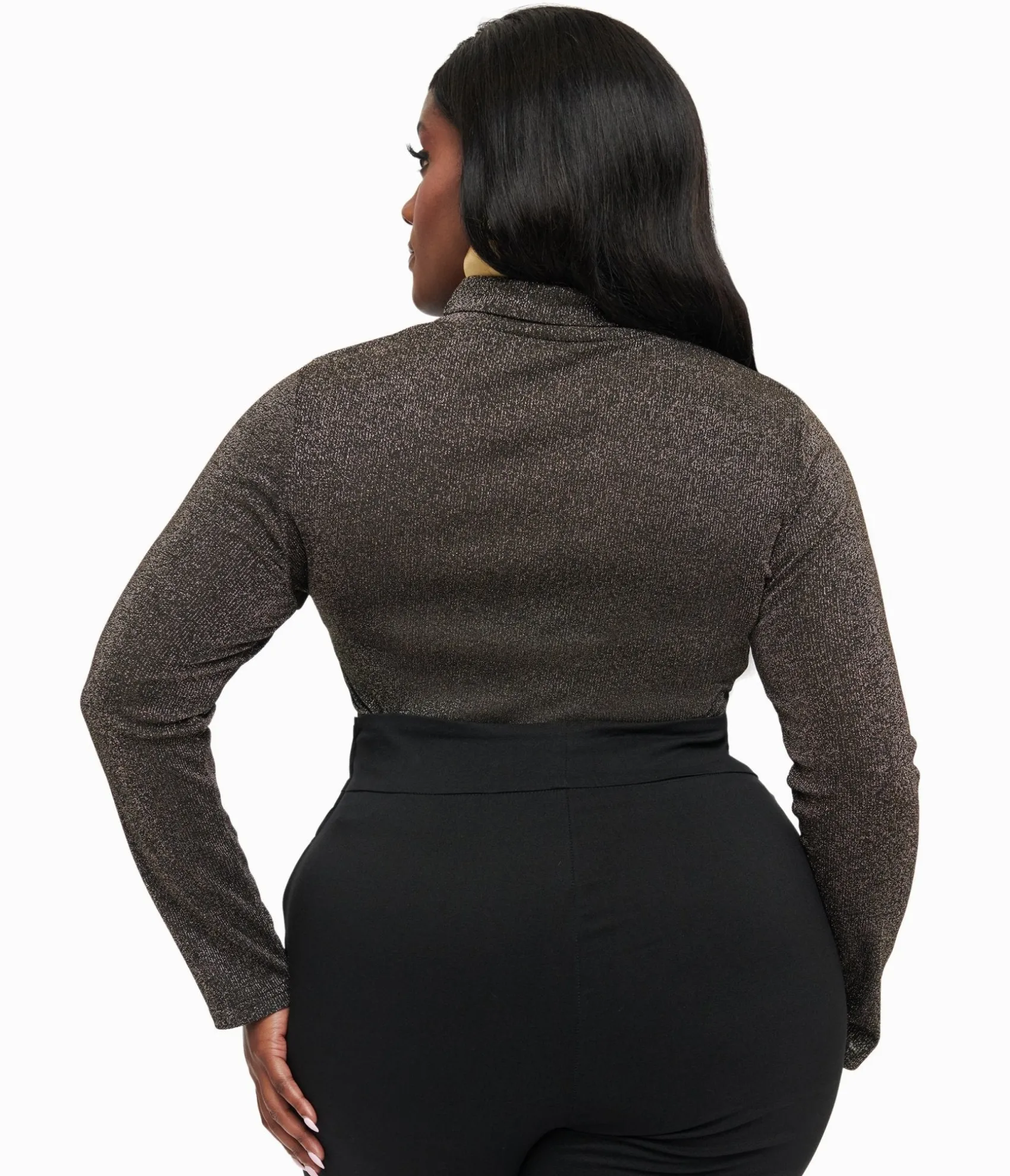Unique Vintage Plus Size 1950s Black Opal Lurex Mock Turtleneck Top Flash Sale