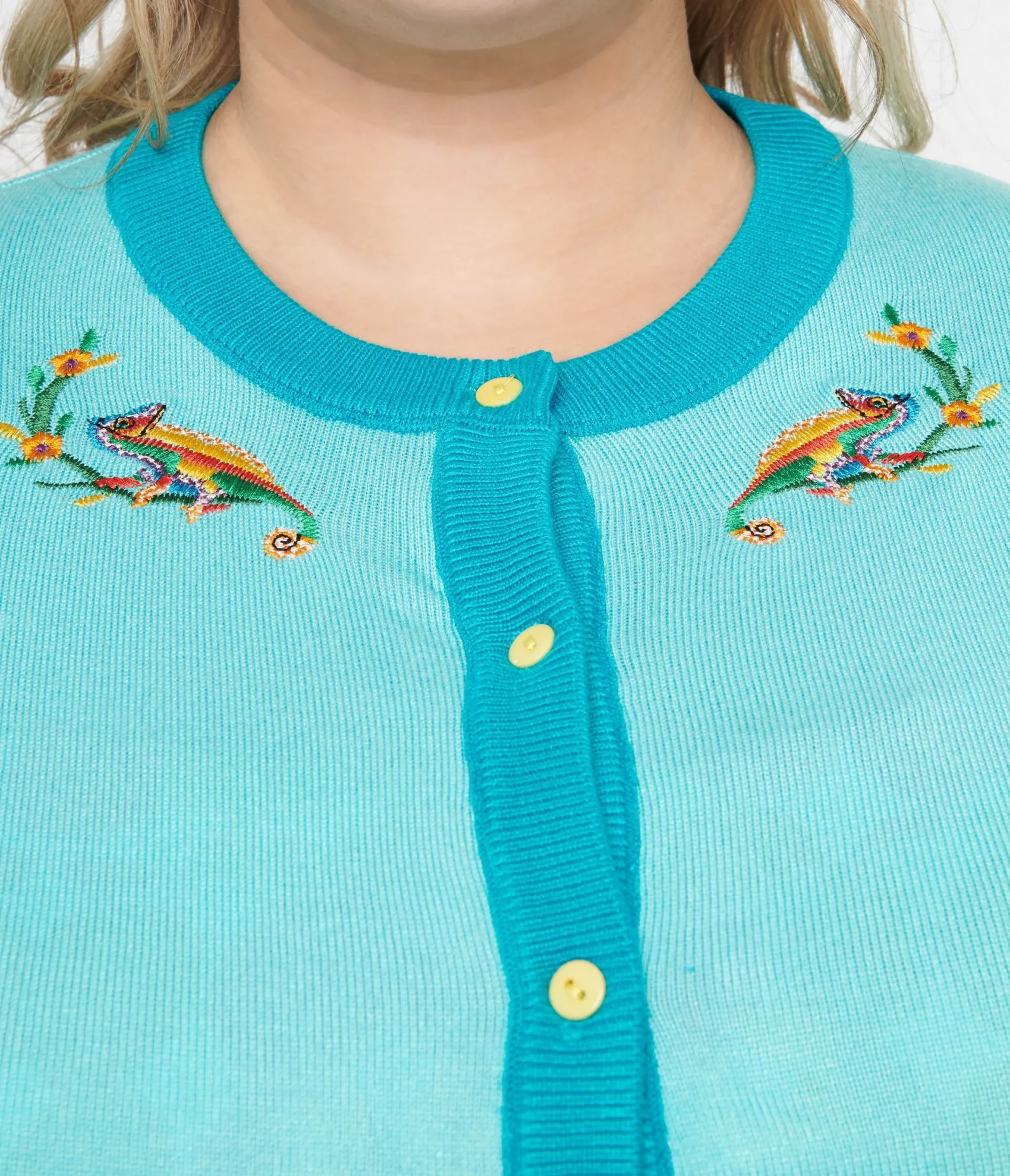 Unique Vintage Plus Size 1950s Light Blue & Chameleon Cardigan New