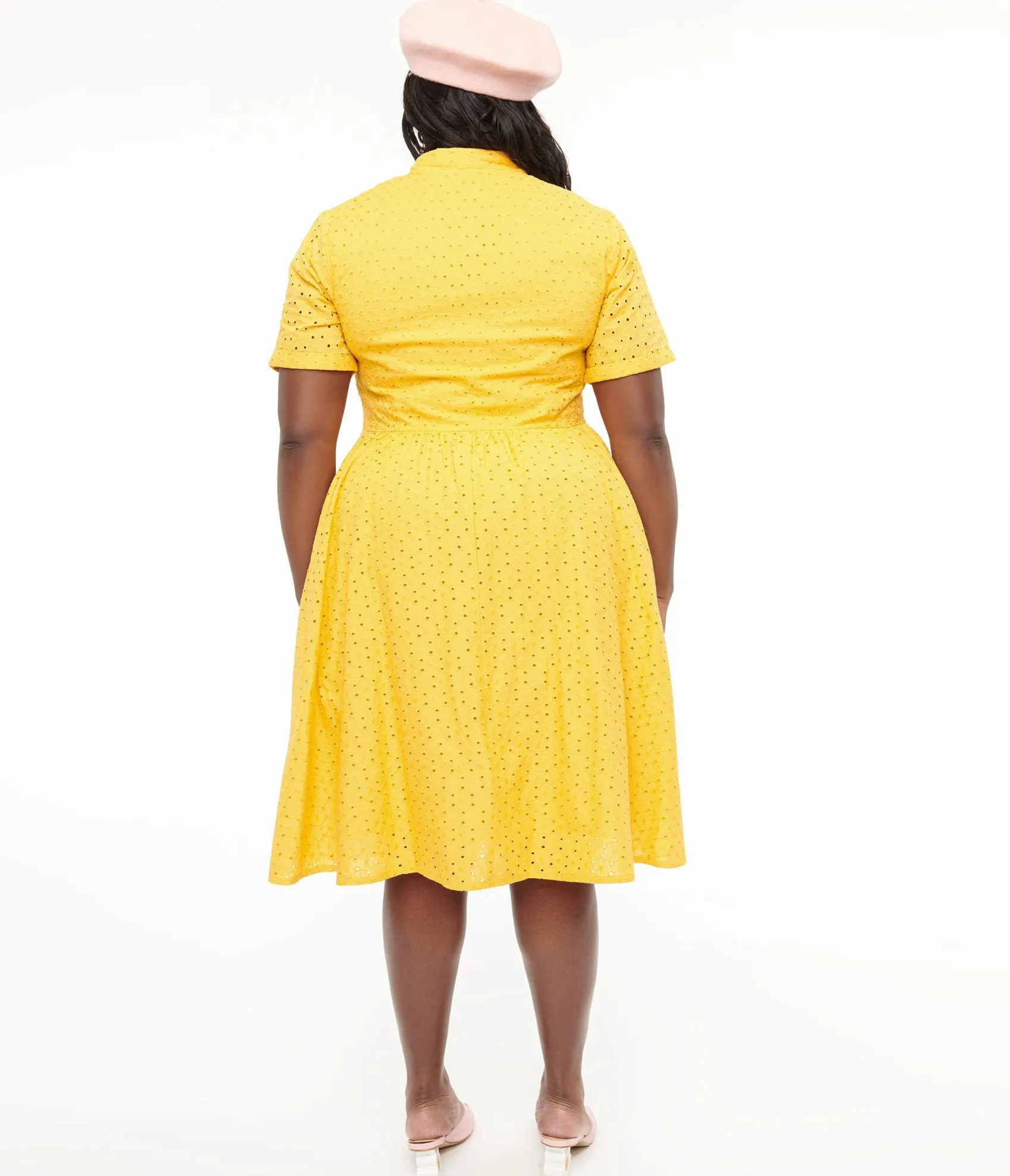 Unique Vintage Plus Size 1950s Marigold Eyelet Cotton Harlow Dress Best