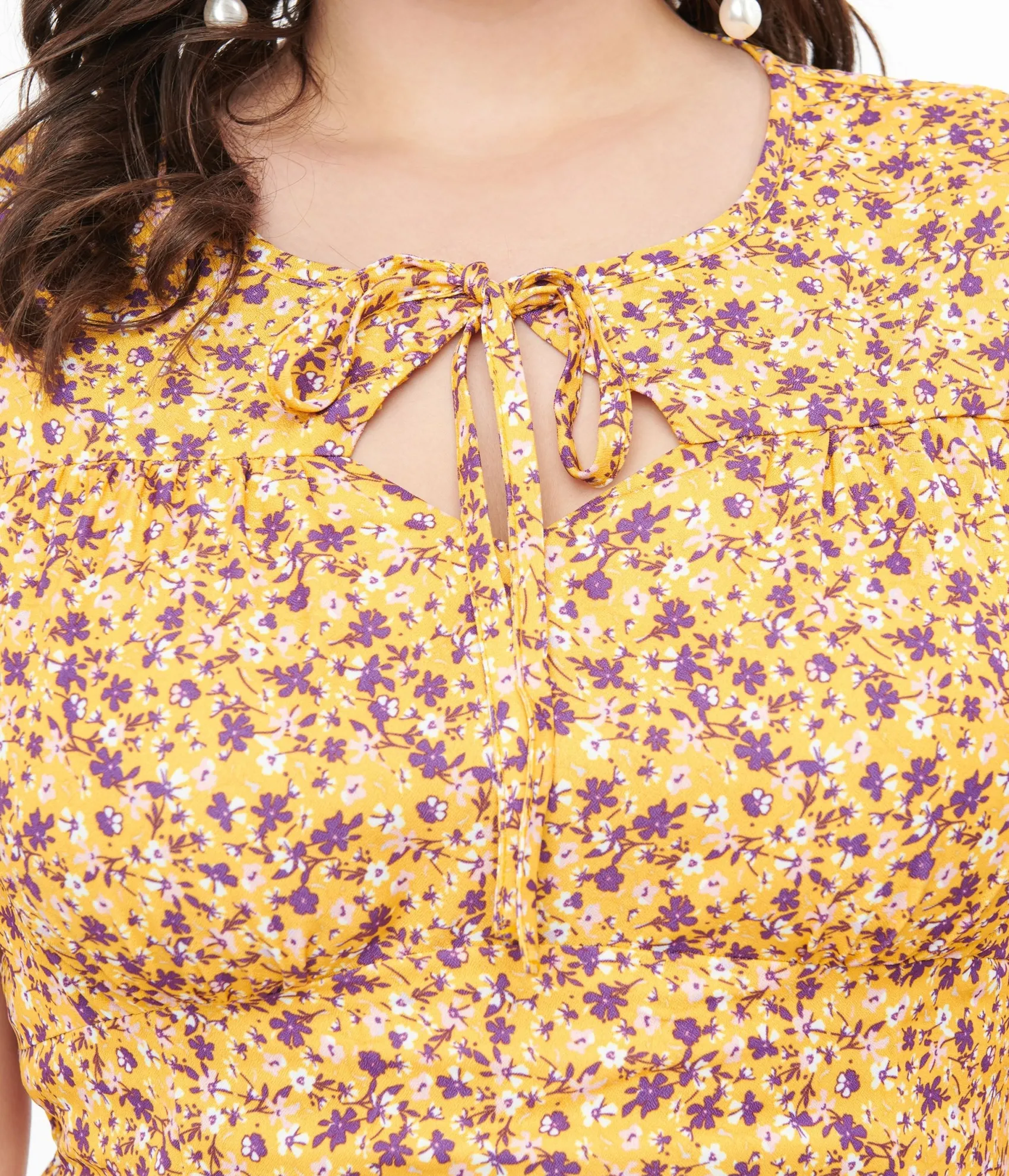 Unique Vintage Plus Size 1950s Yellow & Purple Floral Capelet Swing Dress Sale