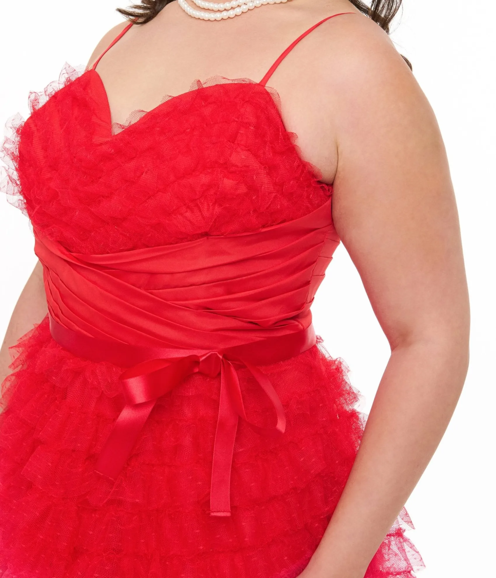 Unique Vintage Preorder- Plus Size 1950s Red & Pink Ombre Tulle Cupcake Swing Dress New