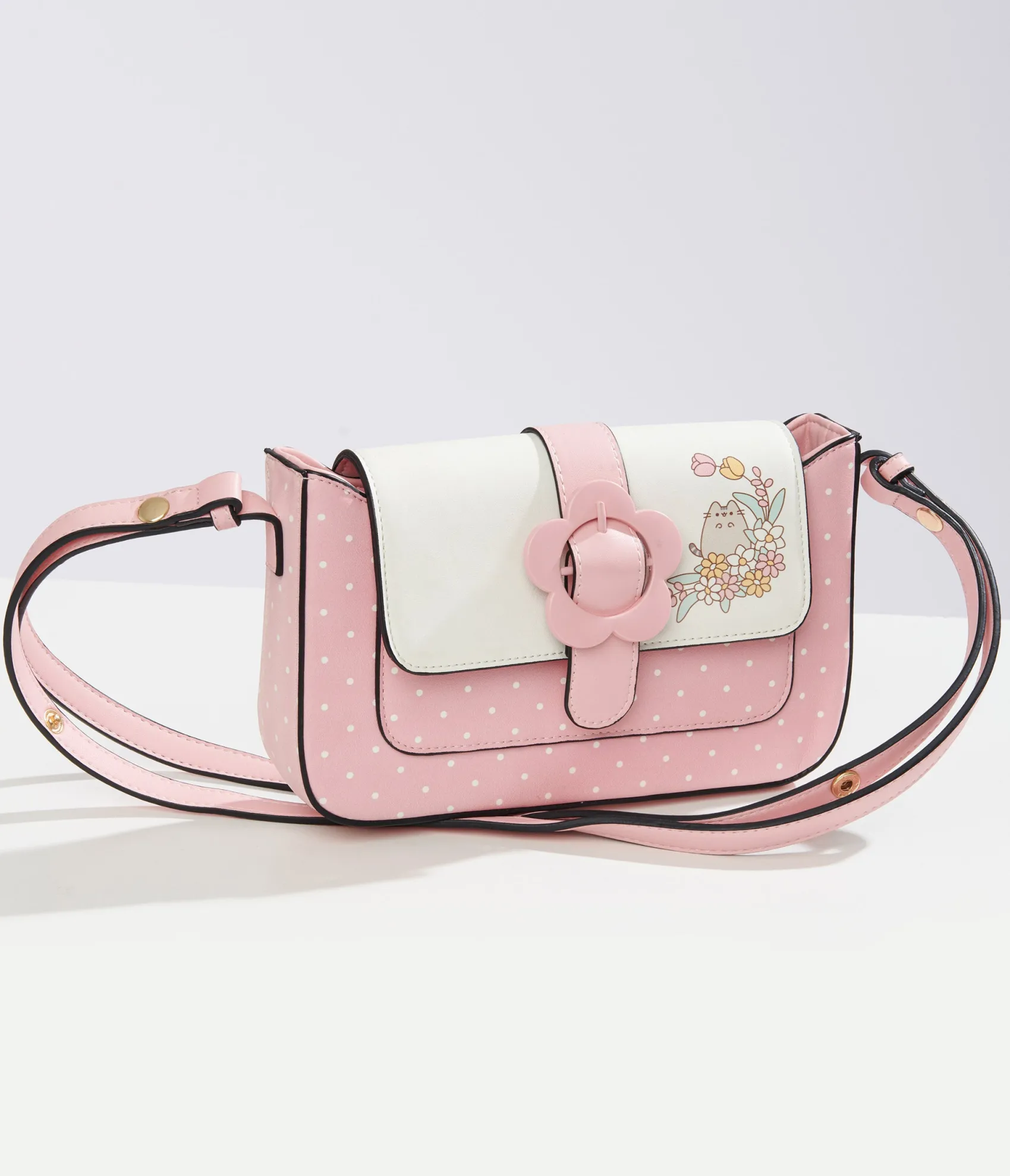 Unique Vintage Pusheen x Pink & White Polka Dot Pusheen Print Handbag Best