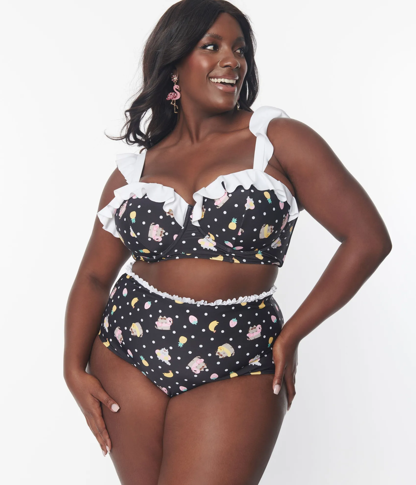 Unique Vintage Pusheen x Plus Size Pool Time Southampton Swim Top Fashion