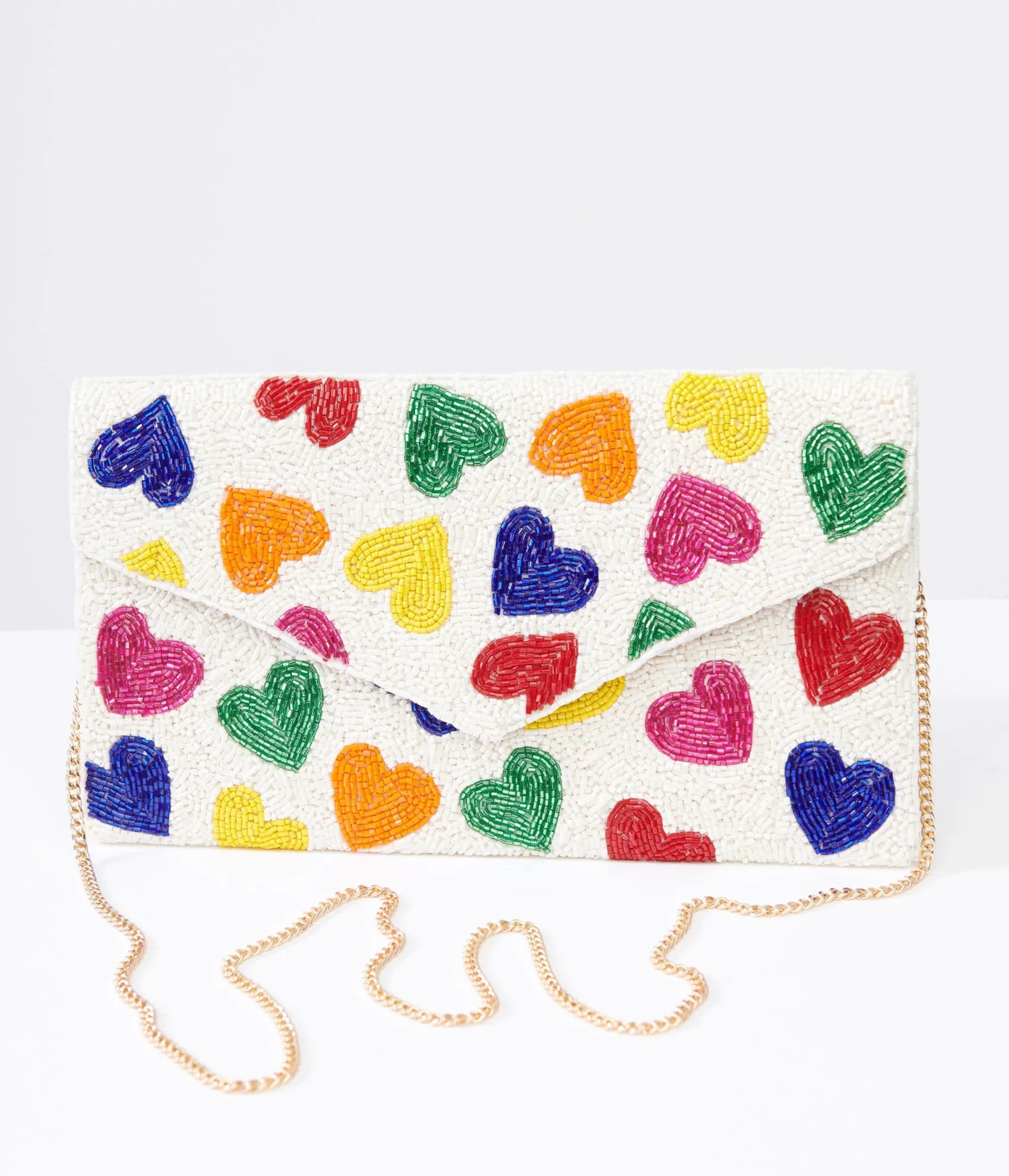 Unique Vintage Rainbow Beaded Heart Clutch Handbag Store