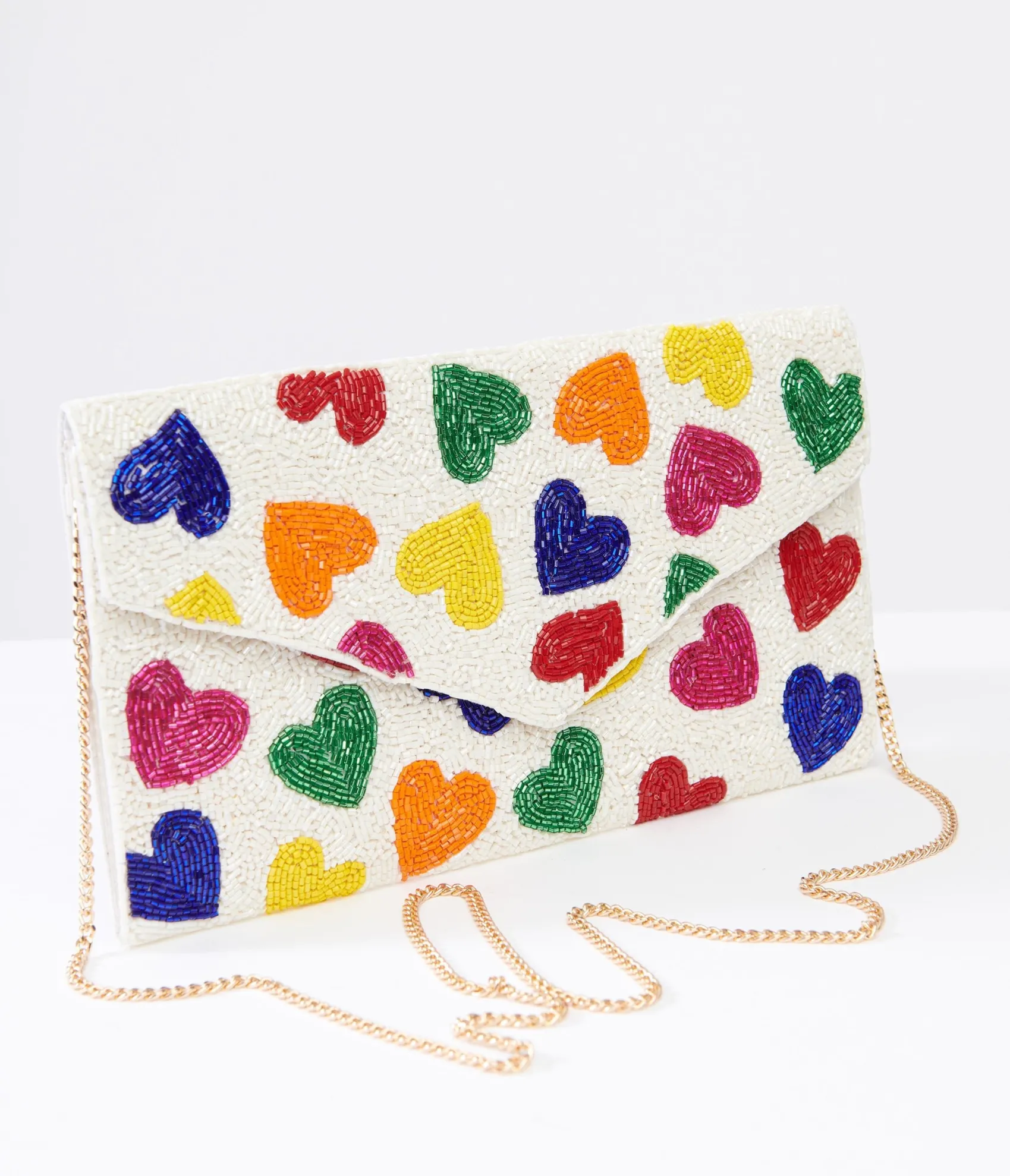 Unique Vintage Rainbow Beaded Heart Clutch Handbag Store