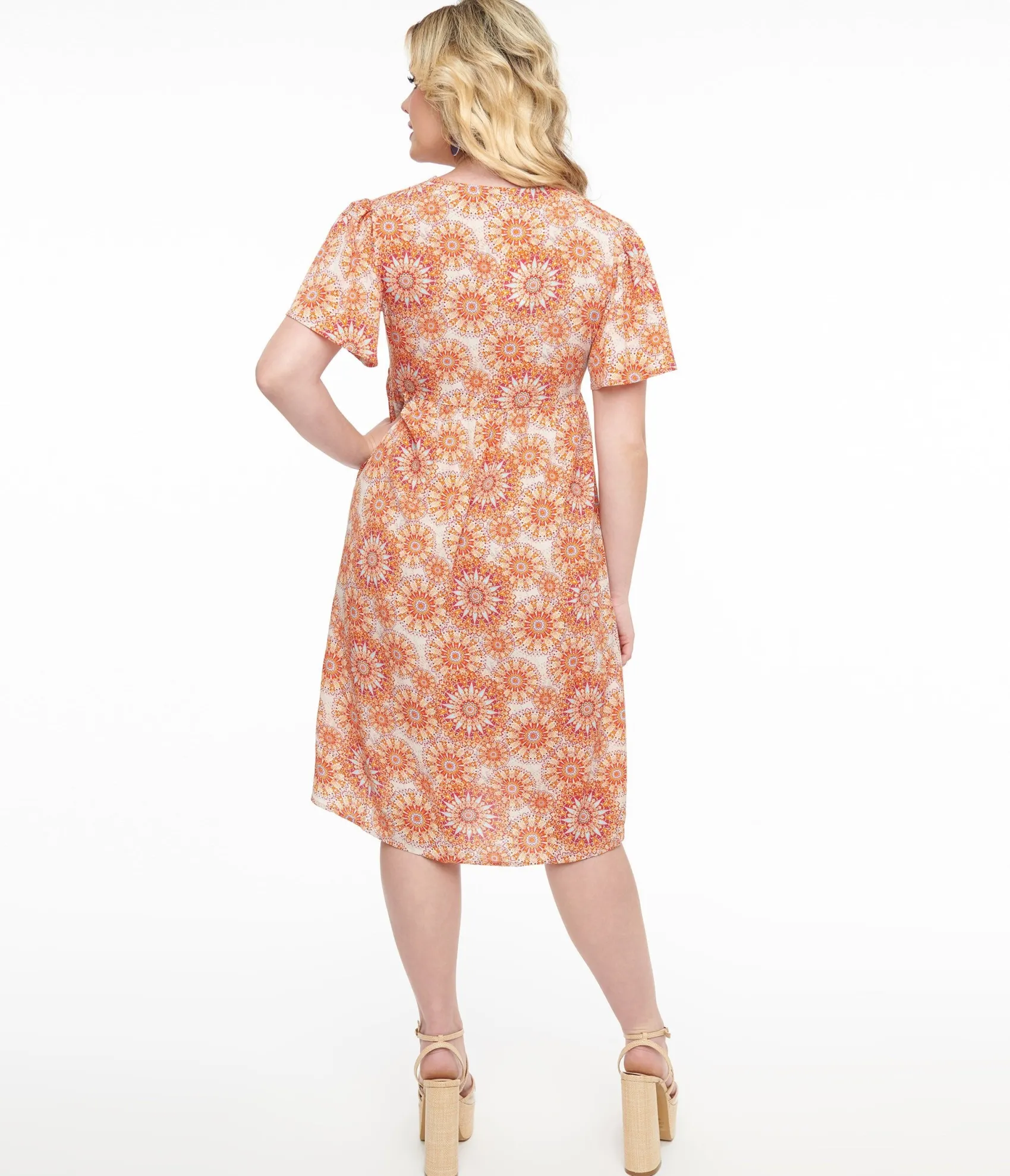 Unique Vintage Red & Orange Psychedelic Floral Dress Discount